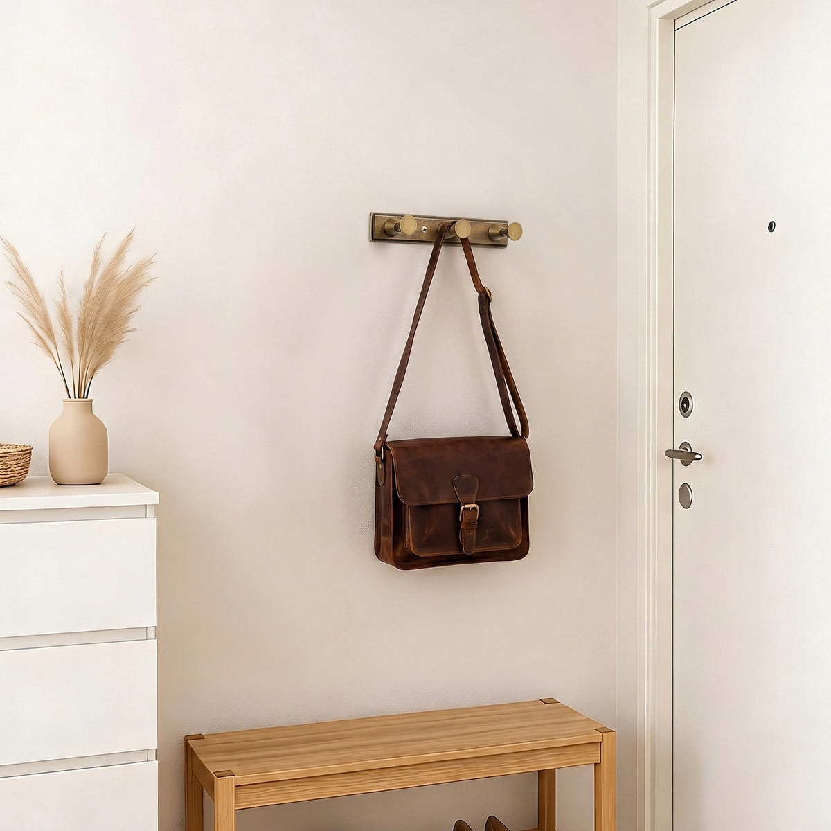 Wall Mount Hook Rail, Zinc Alloy Backplate with Aluminum Hooks for Entryway & Bathroom Organization