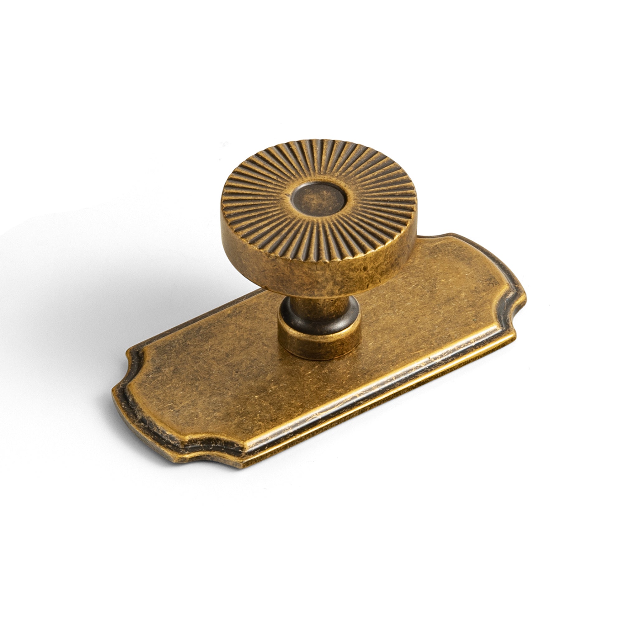 Retro Radiating Pattern Cabinet Knob with Ornate Backplate, Solid Zinc Alloy Drawer Knob for Classic Cabinet Renovation