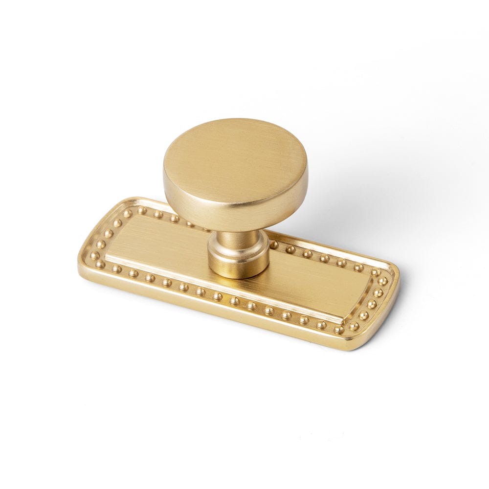 Vintage Brass Zinc Alloy Cabinet Knob with Back Plate Single Hole Center Kitchen Hardware