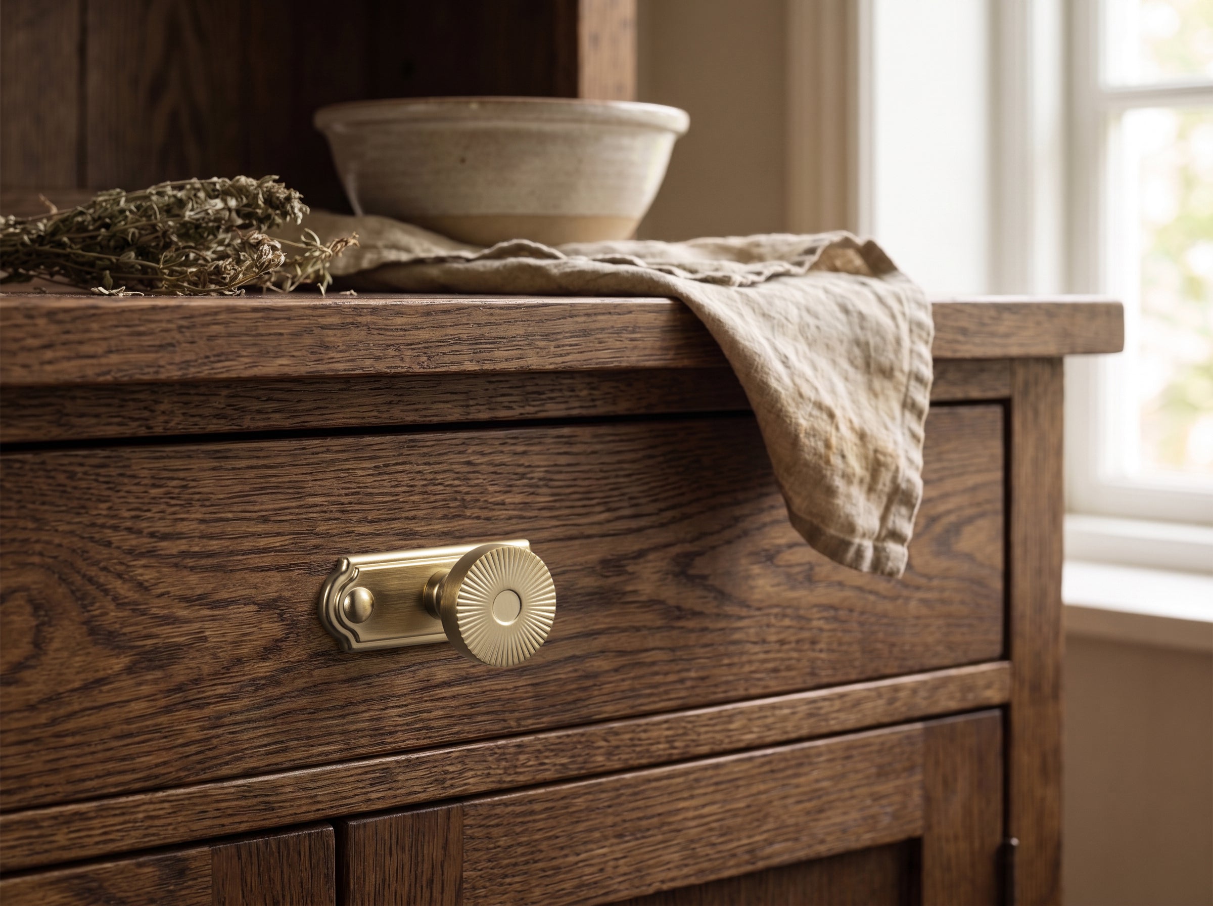 Retro Radiating Pattern Cabinet Knob with Ornate Backplate, Solid Zinc Alloy Drawer Knob for Classic Cabinet Renovation