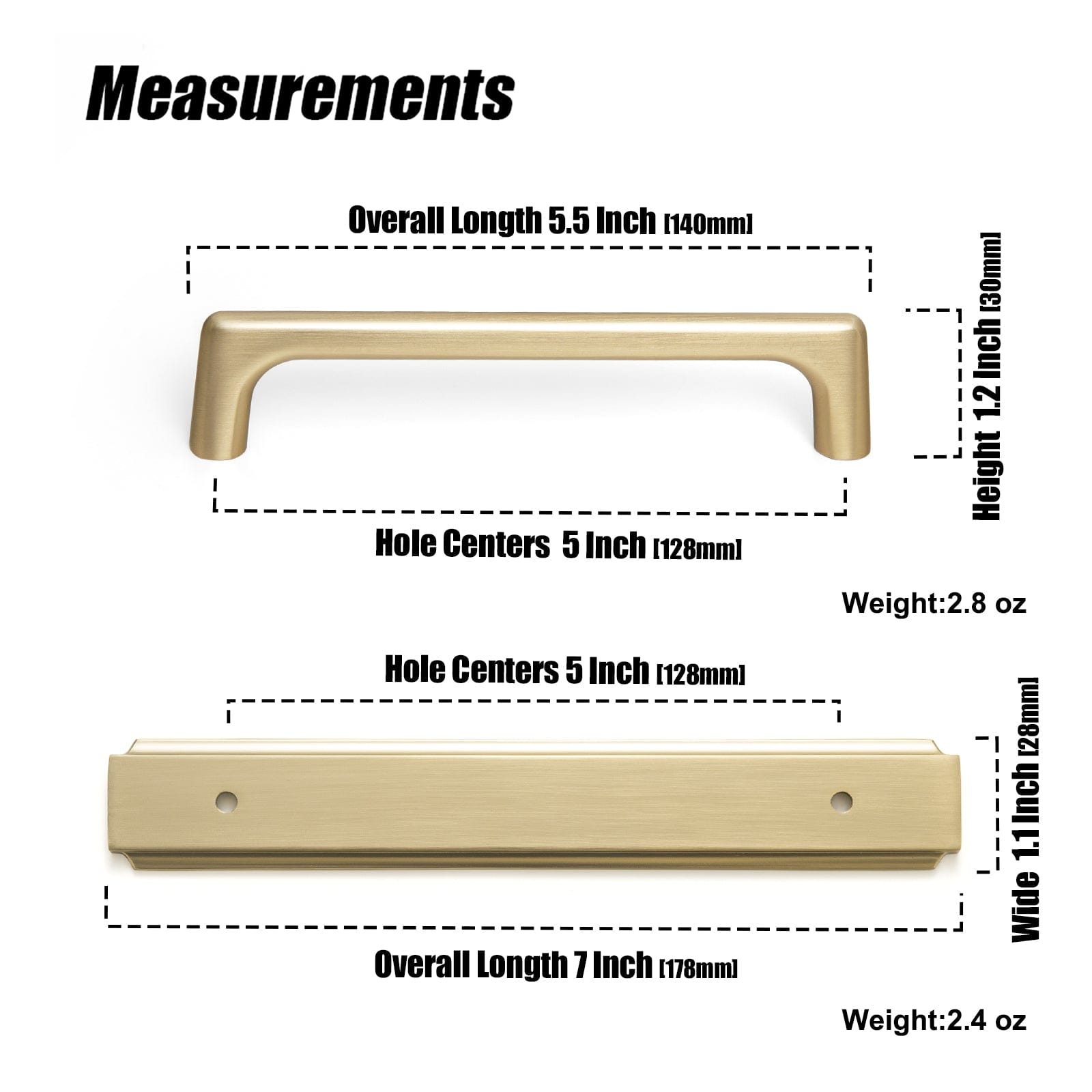 2 Pack Classic Cabinet Bar Pulls with Back Plate Zinc Alloy Cabinet Handle with Long Back Plate