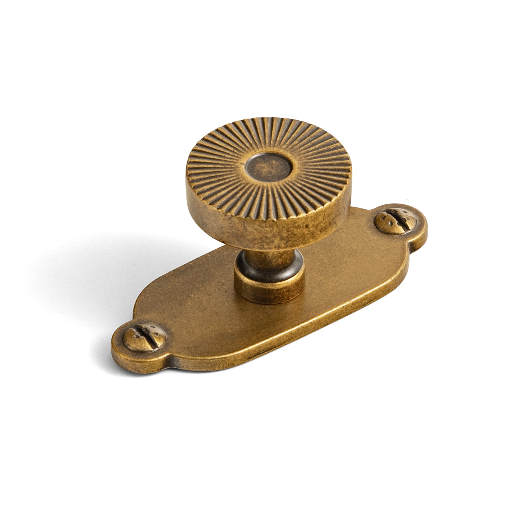 Retro Radiating Pattern Cabinet Knob with Ornate Backplate, Solid Zinc Alloy Drawer Knob for Classic Cabinet Renovation