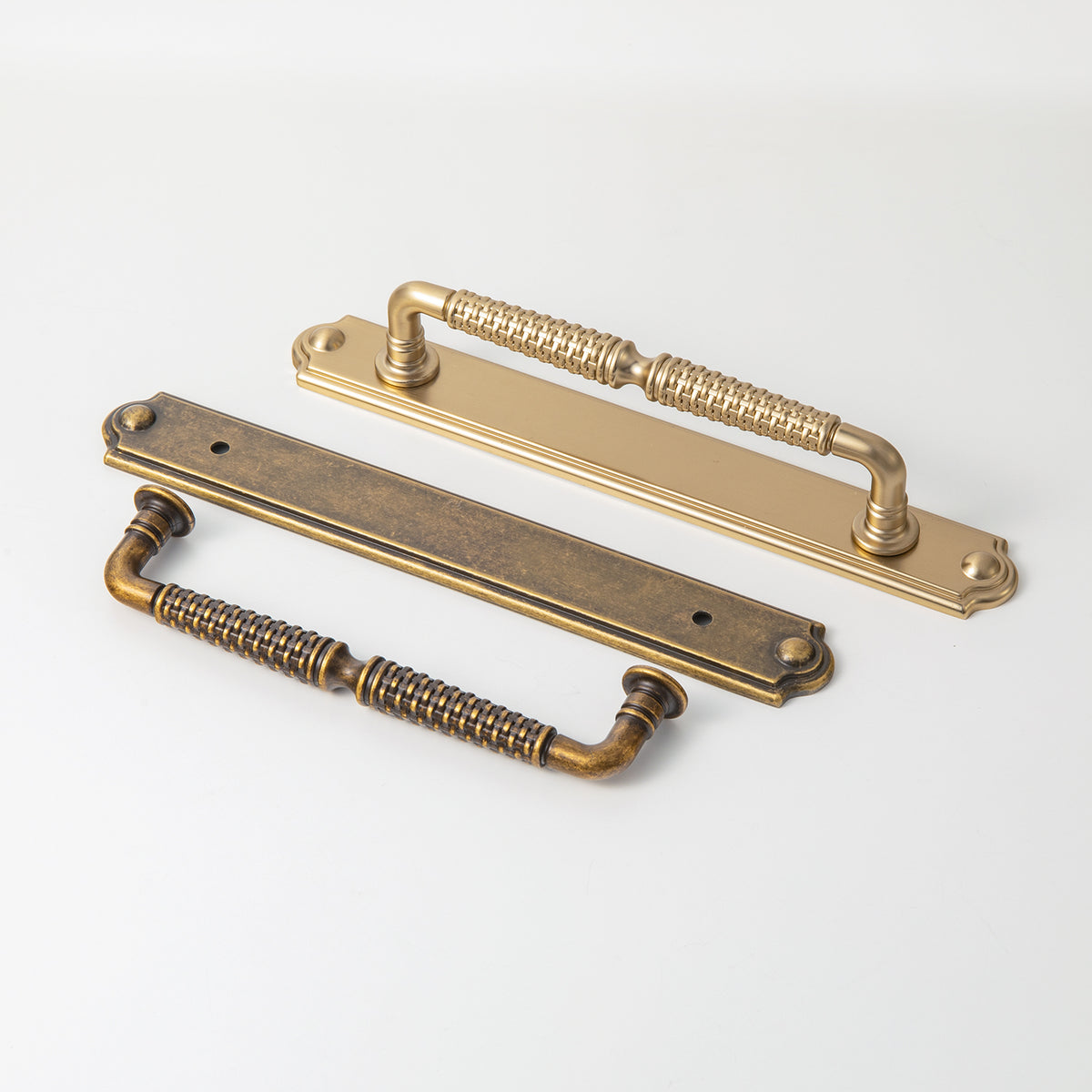 2 Pack Vintage Textured Zinc Alloy Drawer Pull Handles with Backplates for Cabinet & Furniture