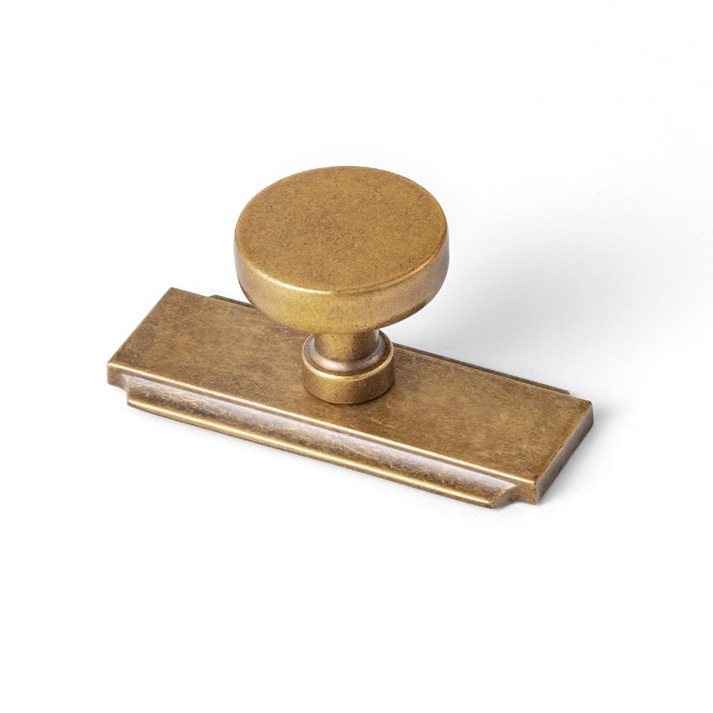 Vintage Brass Zinc Alloy Cabinet Knob with Back Plate Single Hole Center Kitchen Hardware