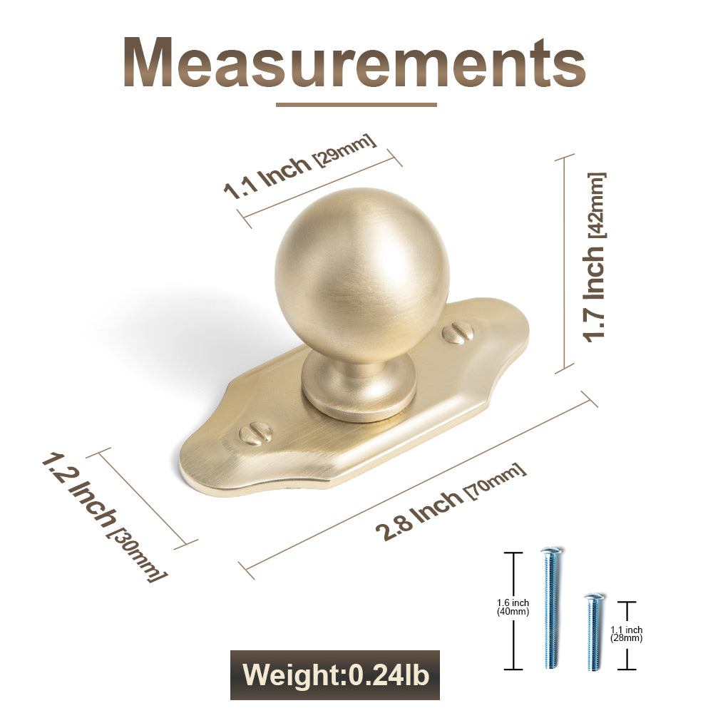 Round Ball Cabinet Knobs, Solid Zinc Alloy Drawer Knobs with Multiple Optional Backplates for Kitchen Furniture Hardware