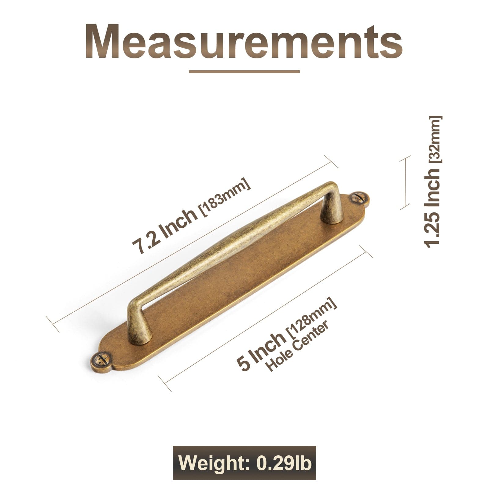 2 Pack Vintage Zinc Alloy Cabinet Pulls with Back Plate - Furniture Handles for Kitchen Cupboards