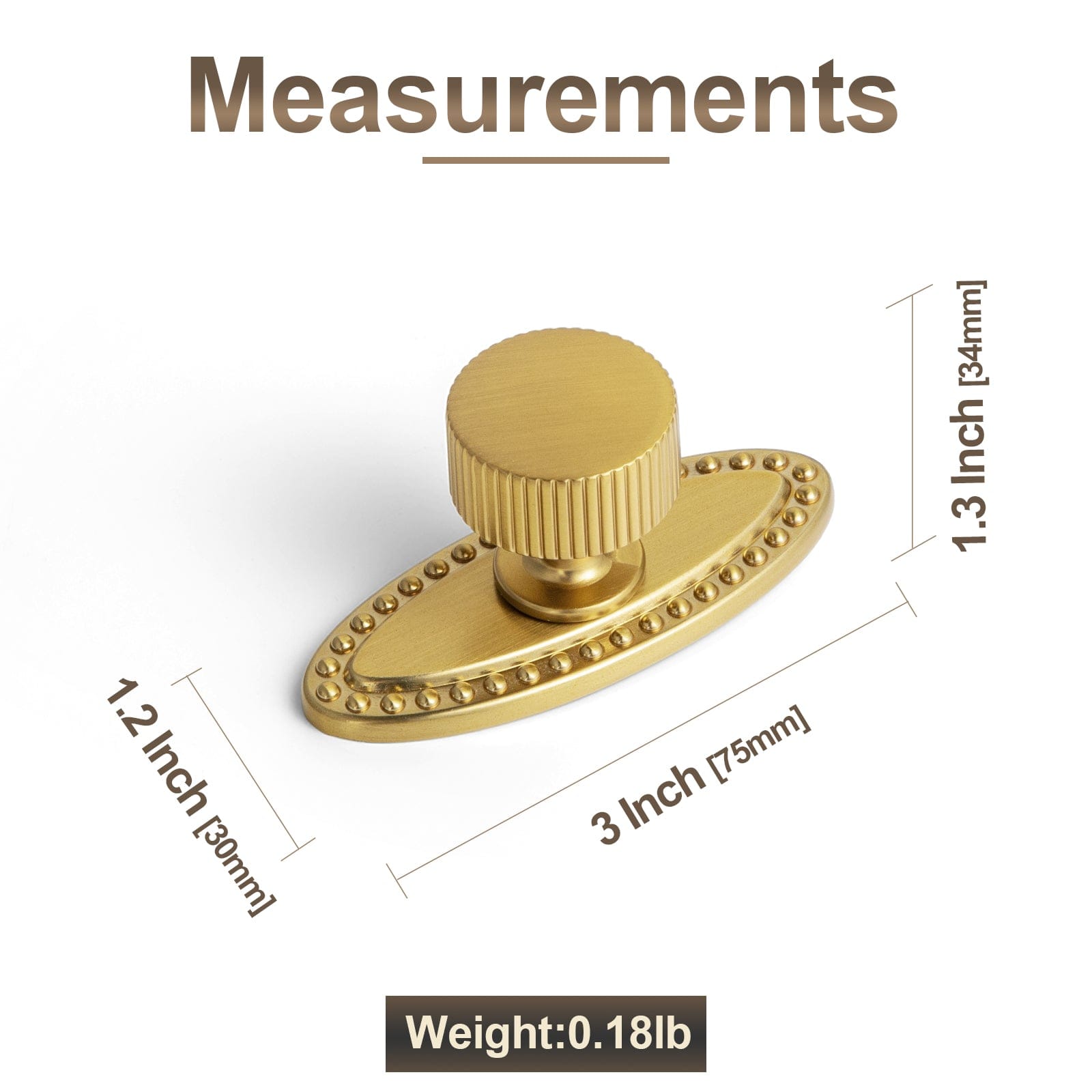 2 Pack Striped Cabinet Pull Retro Brass Cabinet Handles Knobs with Back Plate