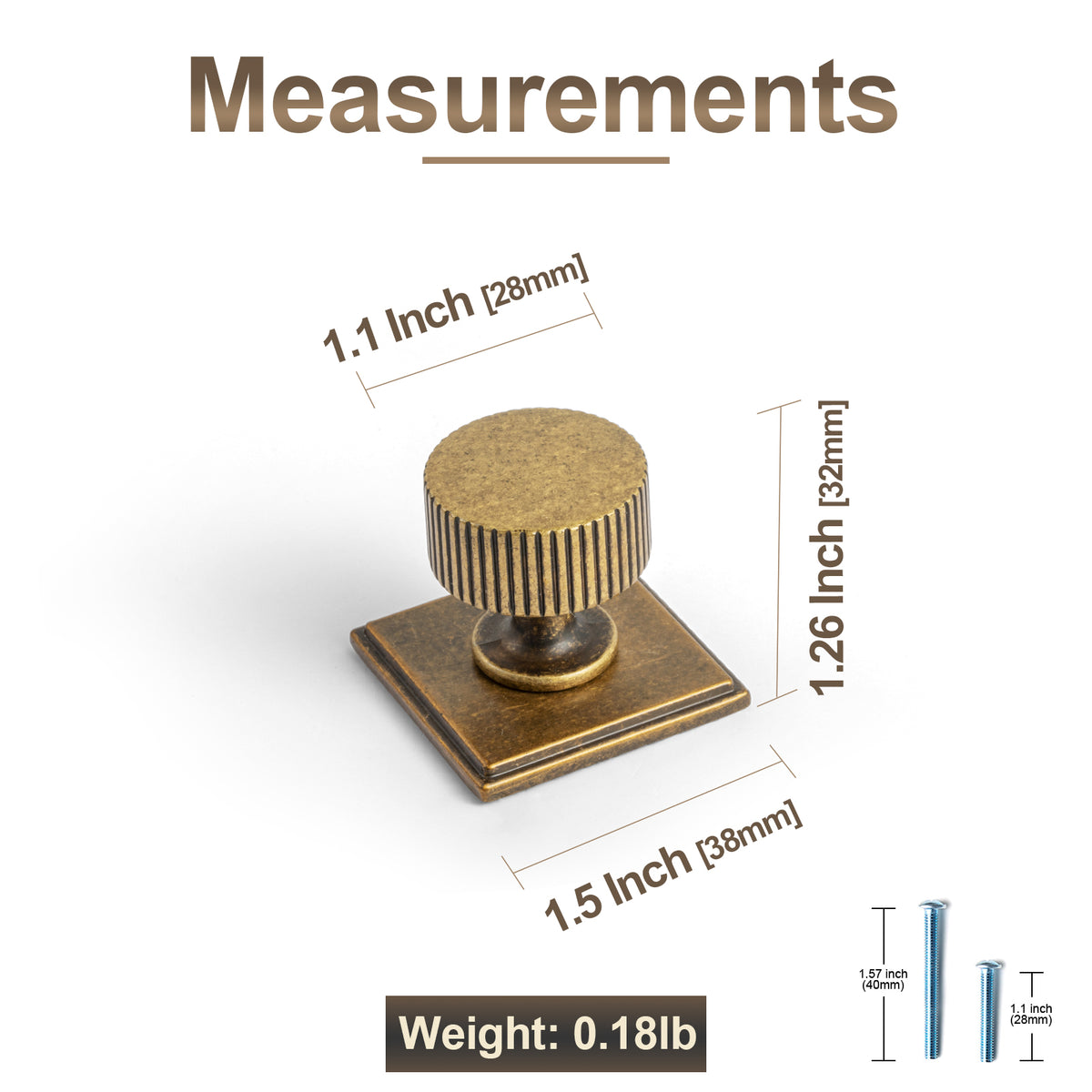6 Pack Knurled Zinc Alloy Cabinet Knob with Assorted Decorative Backplates, Drawer Single Hole Knob