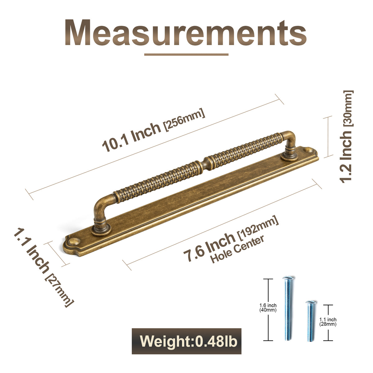 2 Pack Vintage Textured Zinc Alloy Drawer Pull Handles with Backplates for Cabinet & Furniture