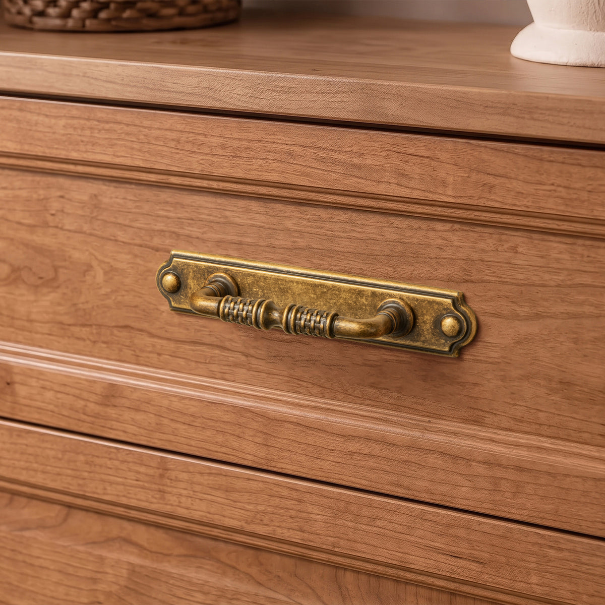 2 Pack Vintage Textured Zinc Alloy Drawer Pull Handles with Backplates for Cabinet & Furniture