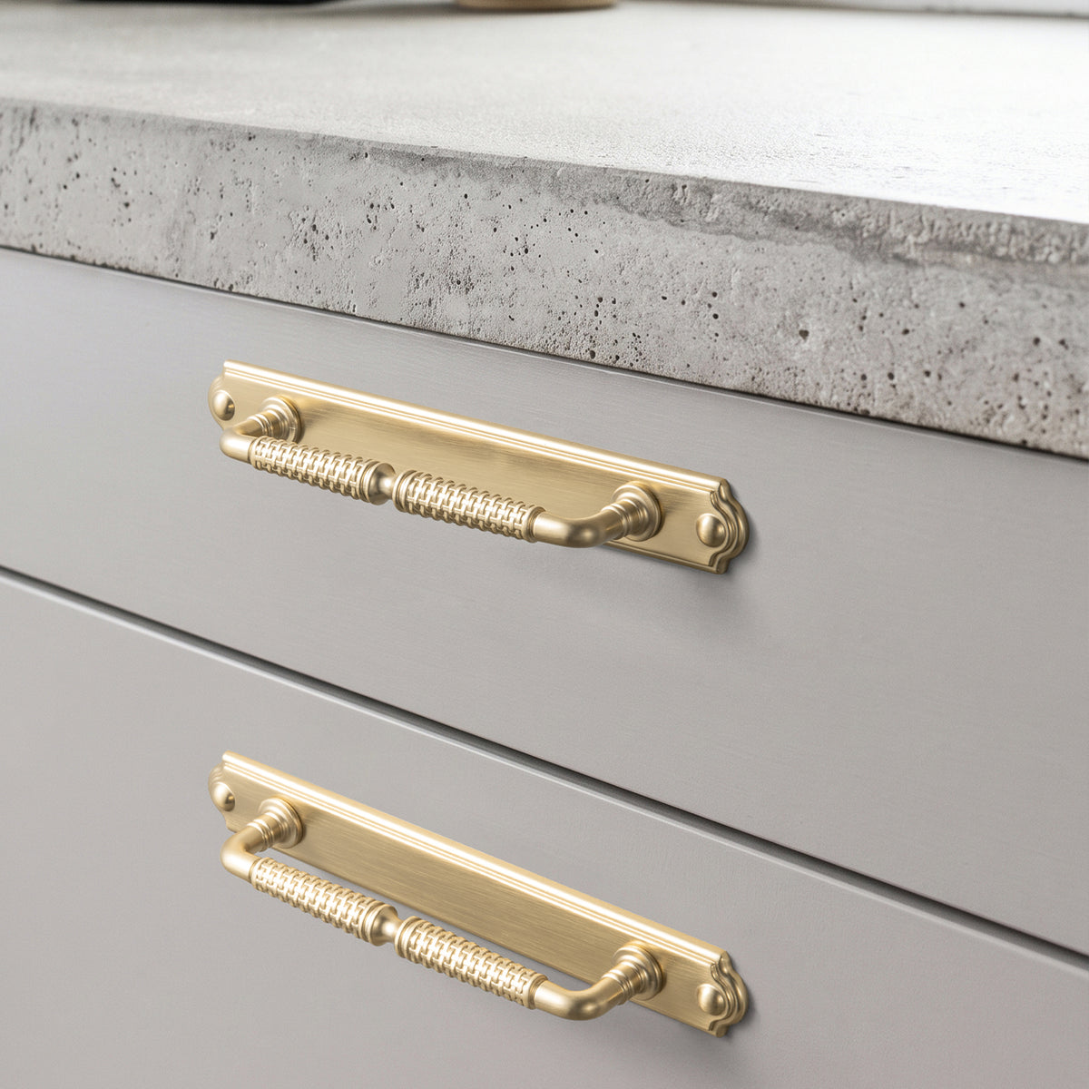 2 Pack Vintage Textured Zinc Alloy Drawer Pull Handles with Backplates for Cabinet & Furniture