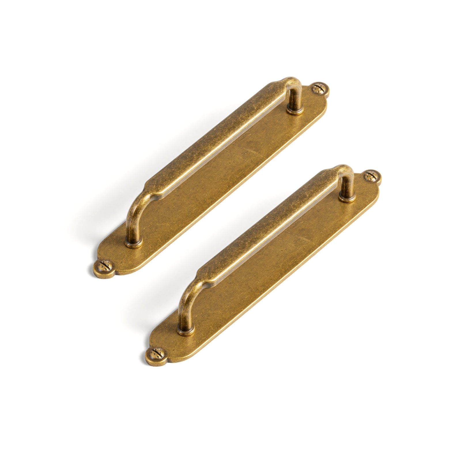 2 Pack Antique Brass Cabinet Pulls with Back Plate Zinc Alloy Drawer Handle with Long Back Plate