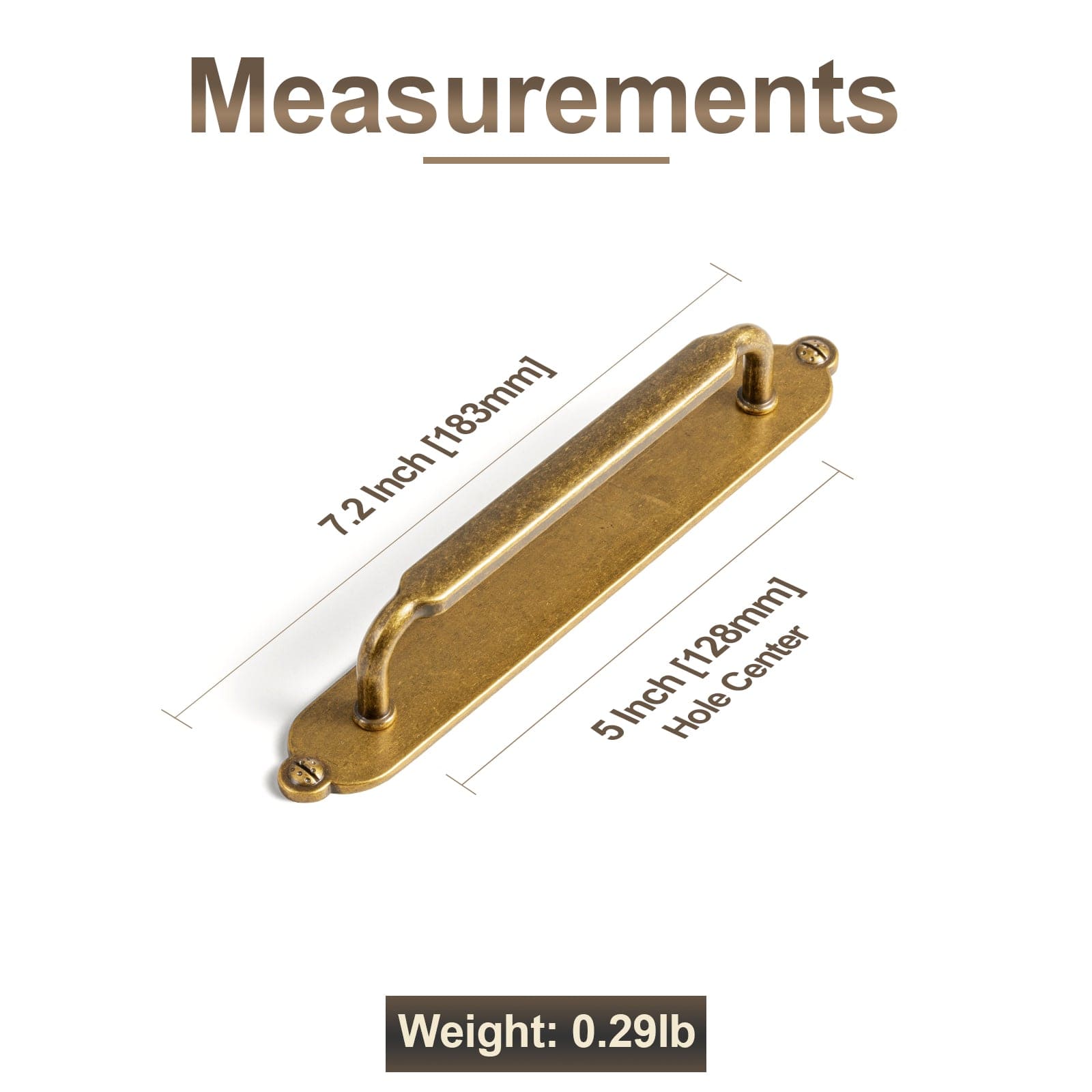 2 Pack Antique Brass Cabinet Pulls with Back Plate Zinc Alloy Drawer Handle with Long Back Plate