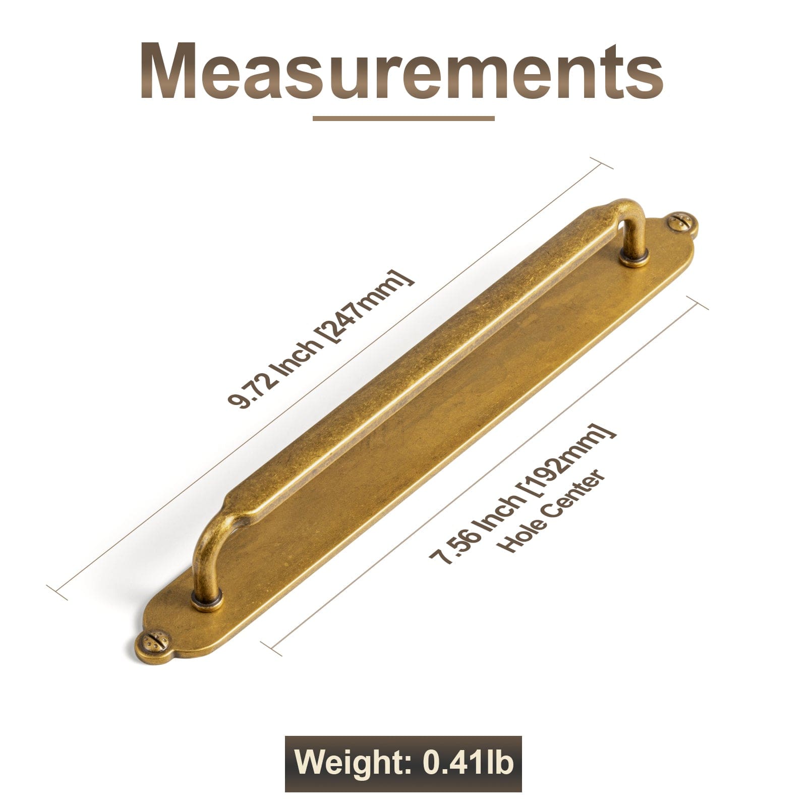 2 Pack Antique Brass Cabinet Pulls with Back Plate Zinc Alloy Drawer Handle with Long Back Plate