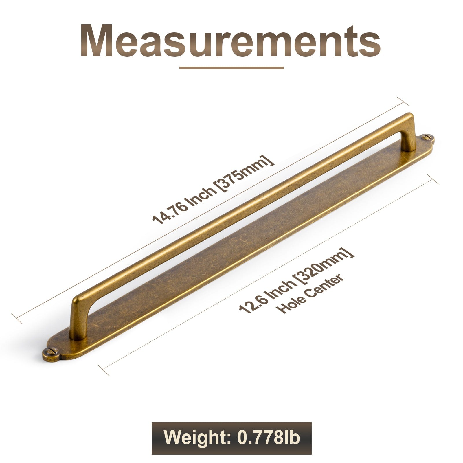 2 Pack Classic Cabinet Bar Pulls with Back Plate Zinc Alloy Cabinet Handle with Long Back Plate