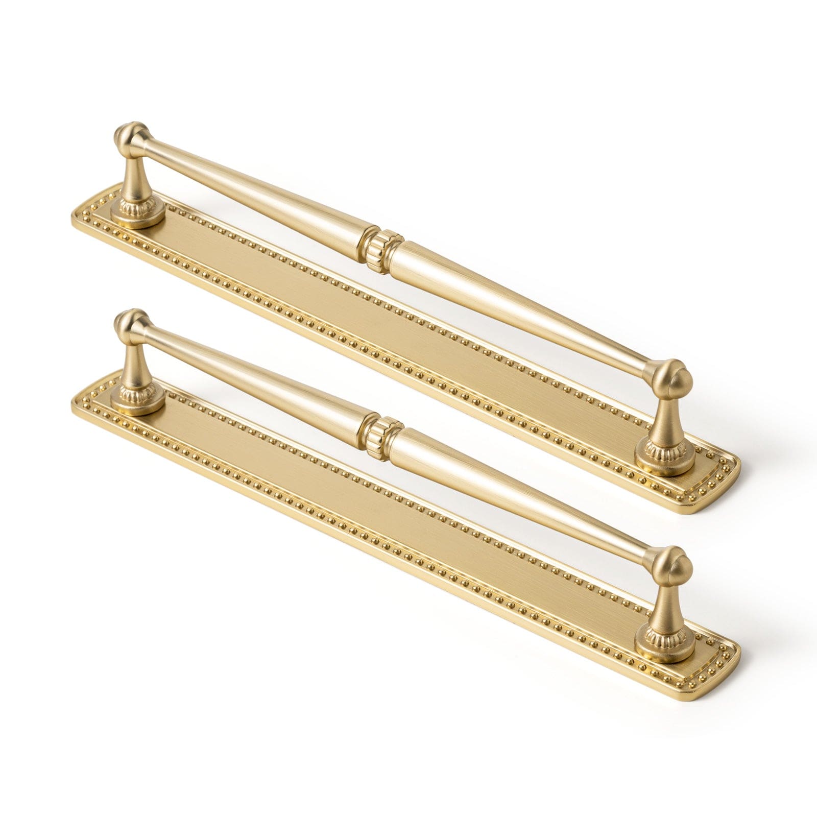 2 Pack Ornate Vintage Brass Drawer Pulls - Classic Cabinet Handles with Decorative Back Plates