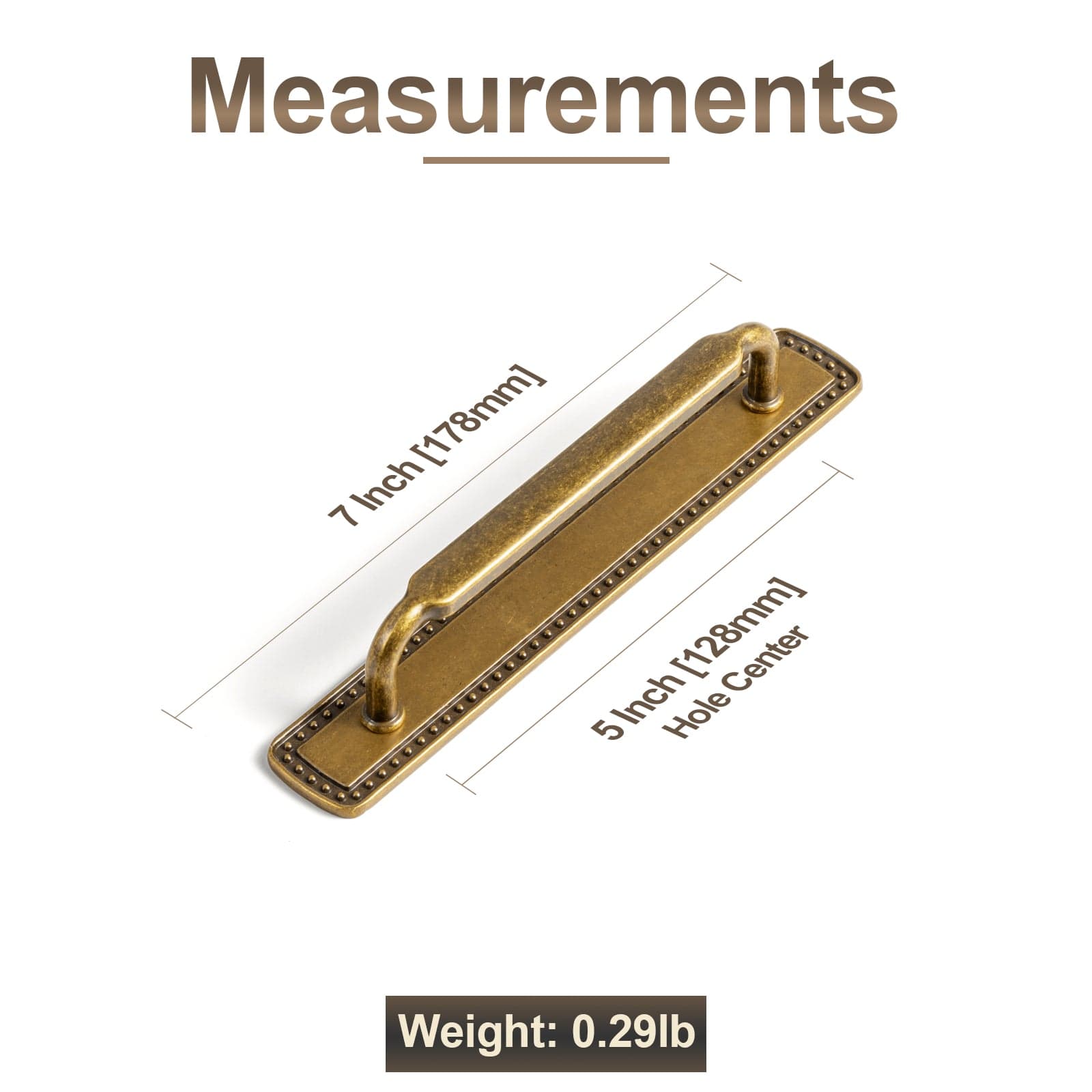 2 Pack Antique Brass Cabinet Pulls with Back Plate Zinc Alloy Drawer Handle with Long Back Plate