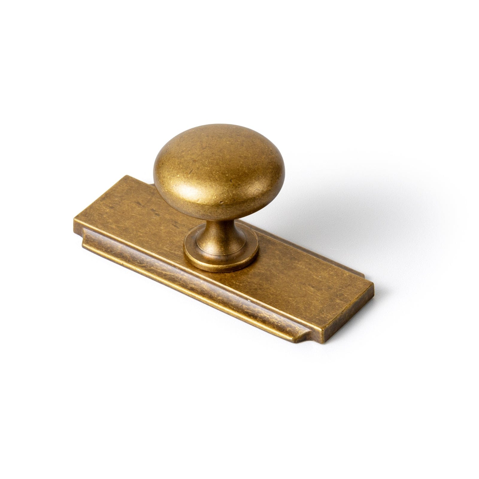 Antique Brass Zinc Alloy Cabinet Knob with Back Plate Single Hole Center Cabinet Hardware for Bedroom Kitchen