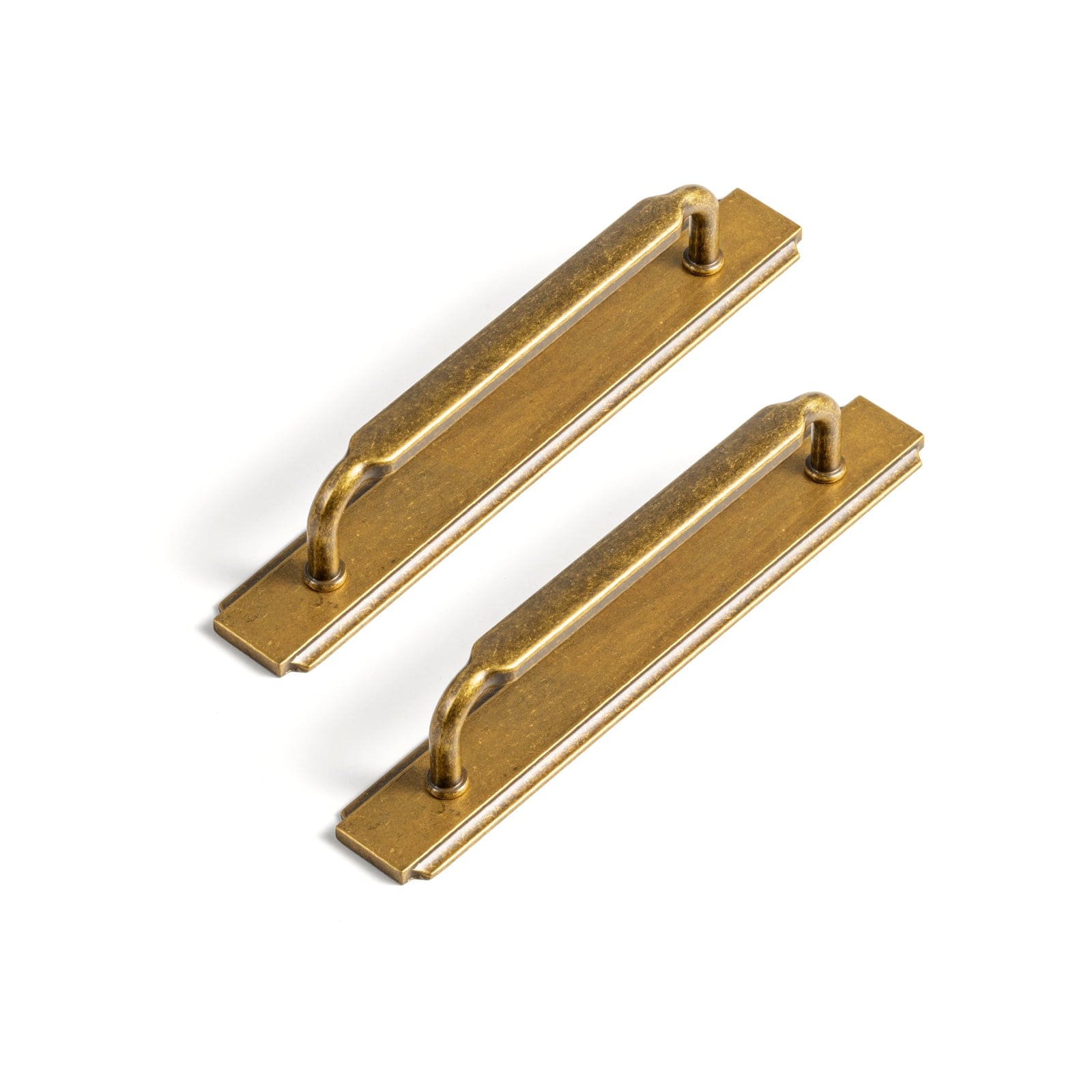 2 Pack Antique Brass Cabinet Pulls with Back Plate Zinc Alloy Drawer Handle with Long Back Plate