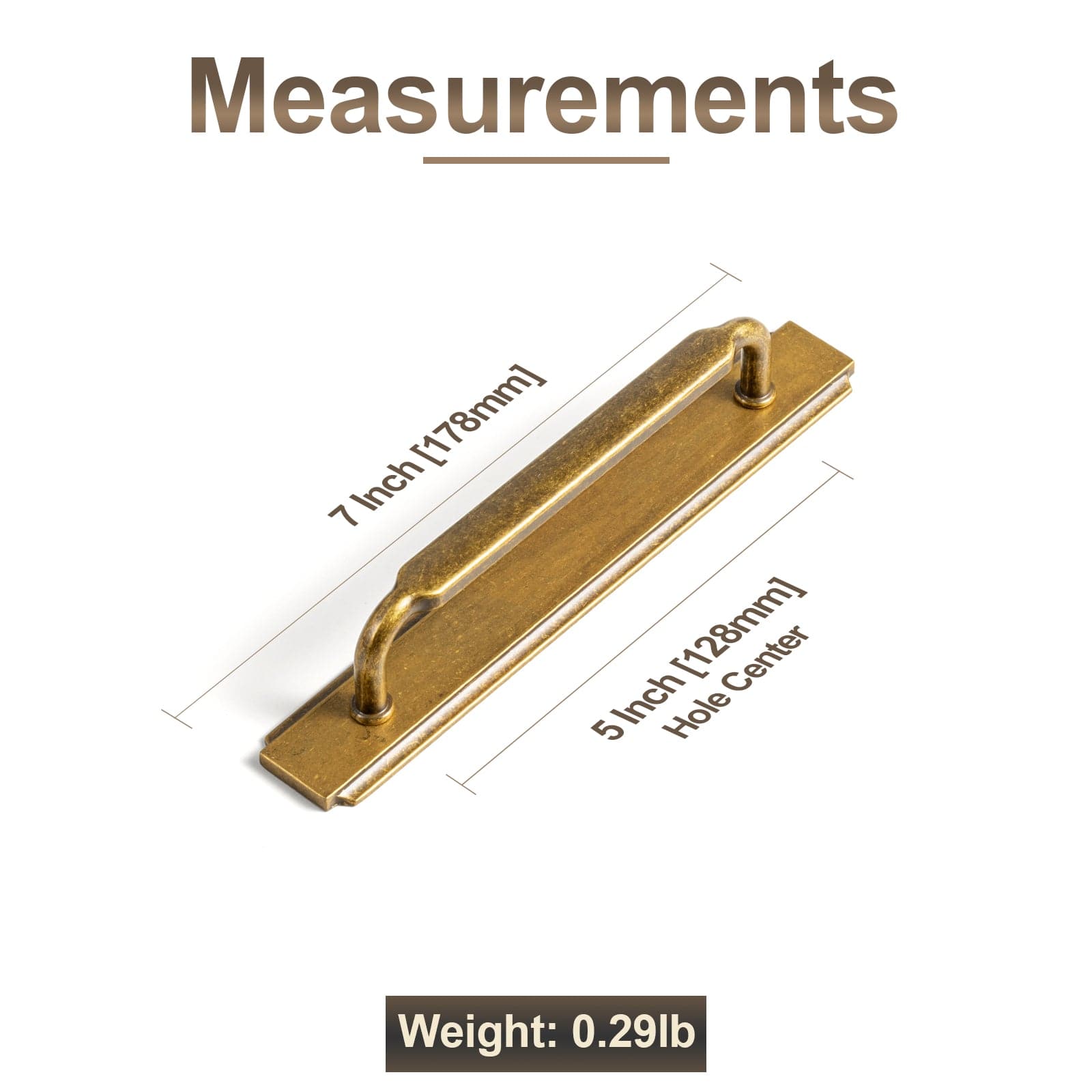 2 Pack Antique Brass Cabinet Pulls with Back Plate Zinc Alloy Drawer Handle with Long Back Plate