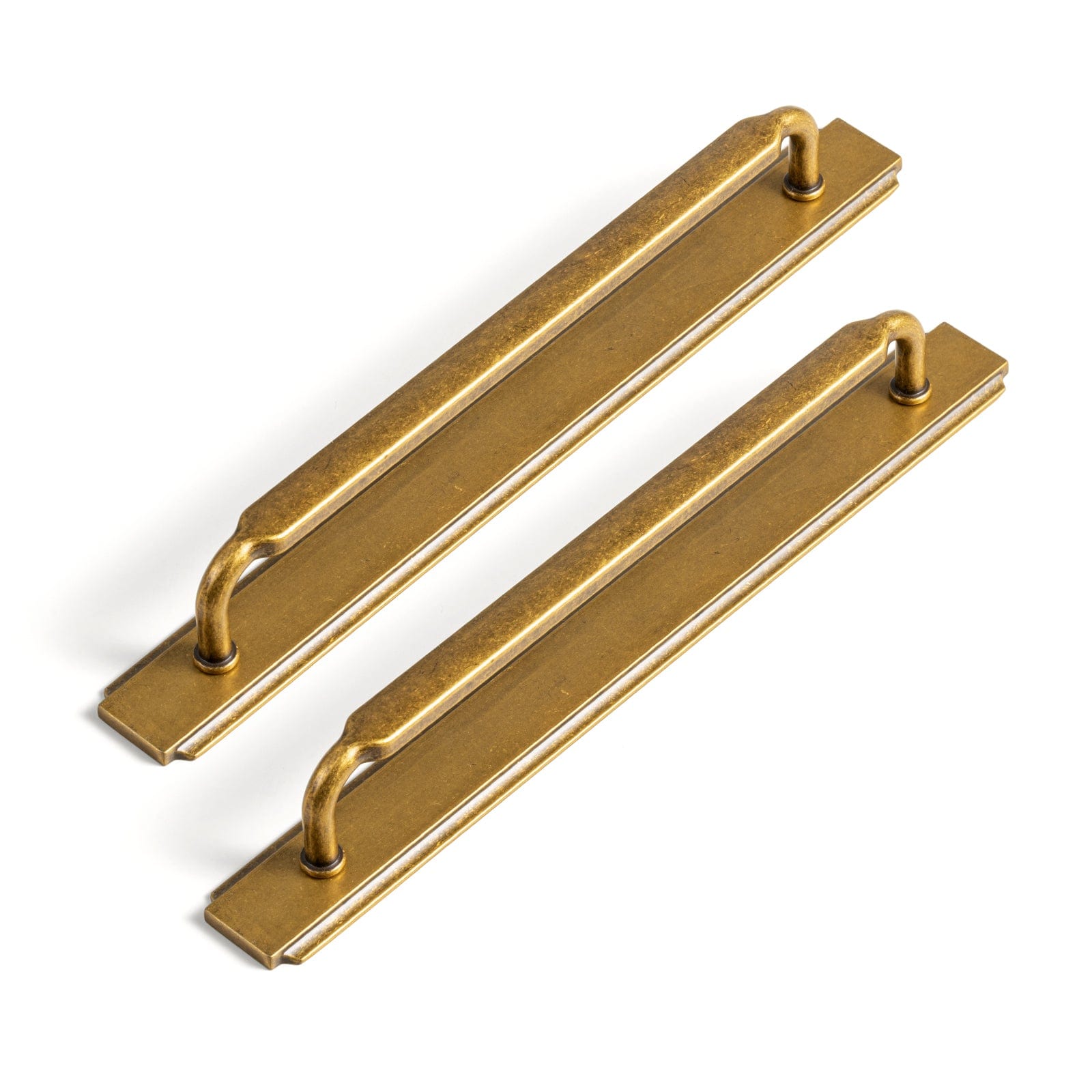 2 Pack Antique Brass Cabinet Pulls with Back Plate Zinc Alloy Drawer Handle with Long Back Plate