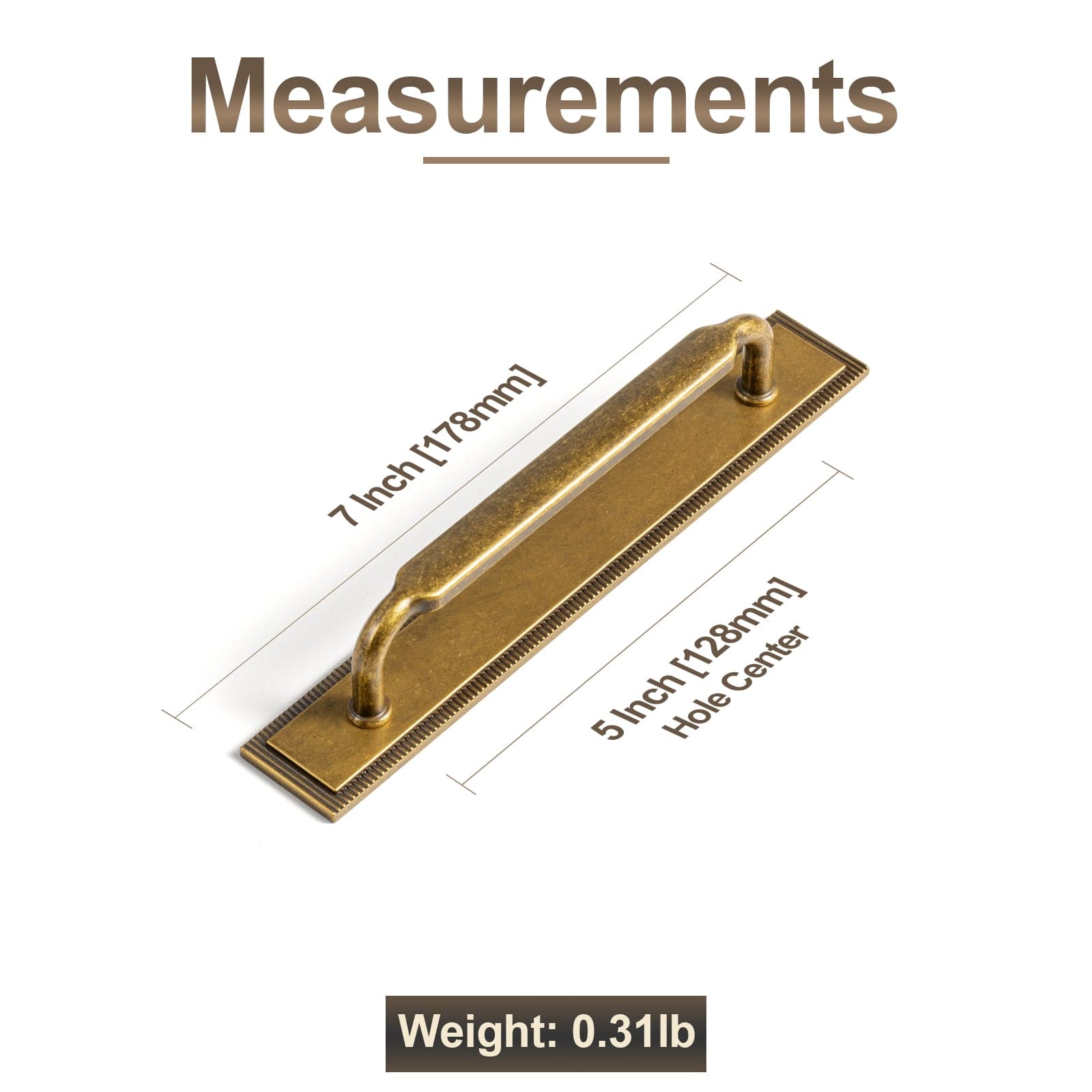 2 Pack Antique Brass Cabinet Pulls with Back Plate Zinc Alloy Drawer Handle with Long Back Plate