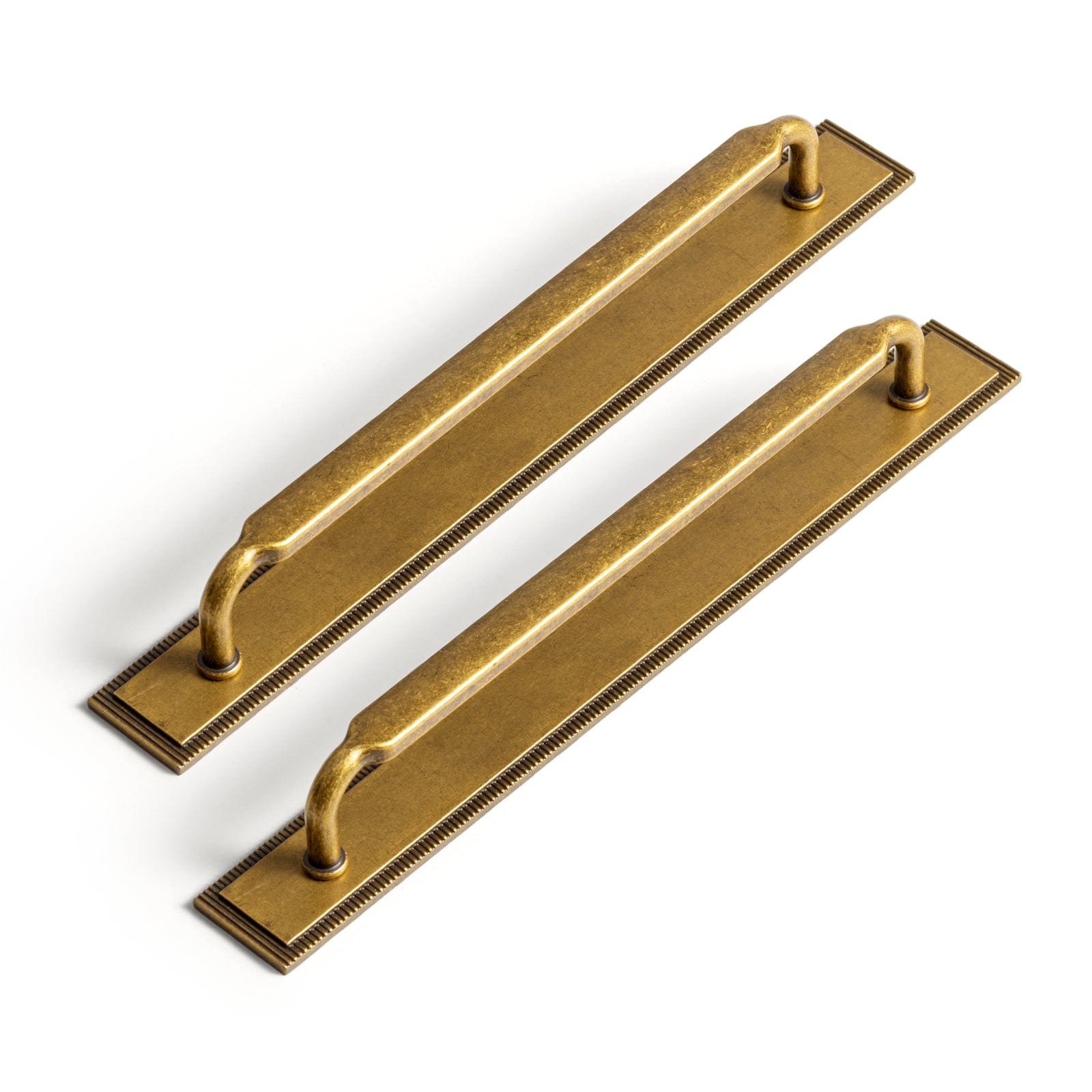 2 Pack Antique Brass Cabinet Pulls with Back Plate Zinc Alloy Drawer Handle with Long Back Plate