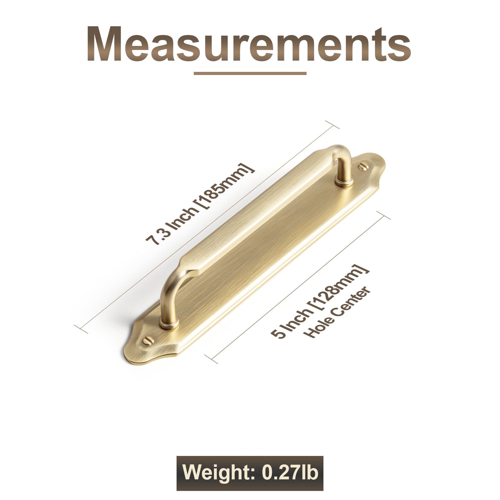 2 Pack Antique Brass Cabinet Pulls with Back Plate Zinc Alloy Drawer Handle with Long Back Plate