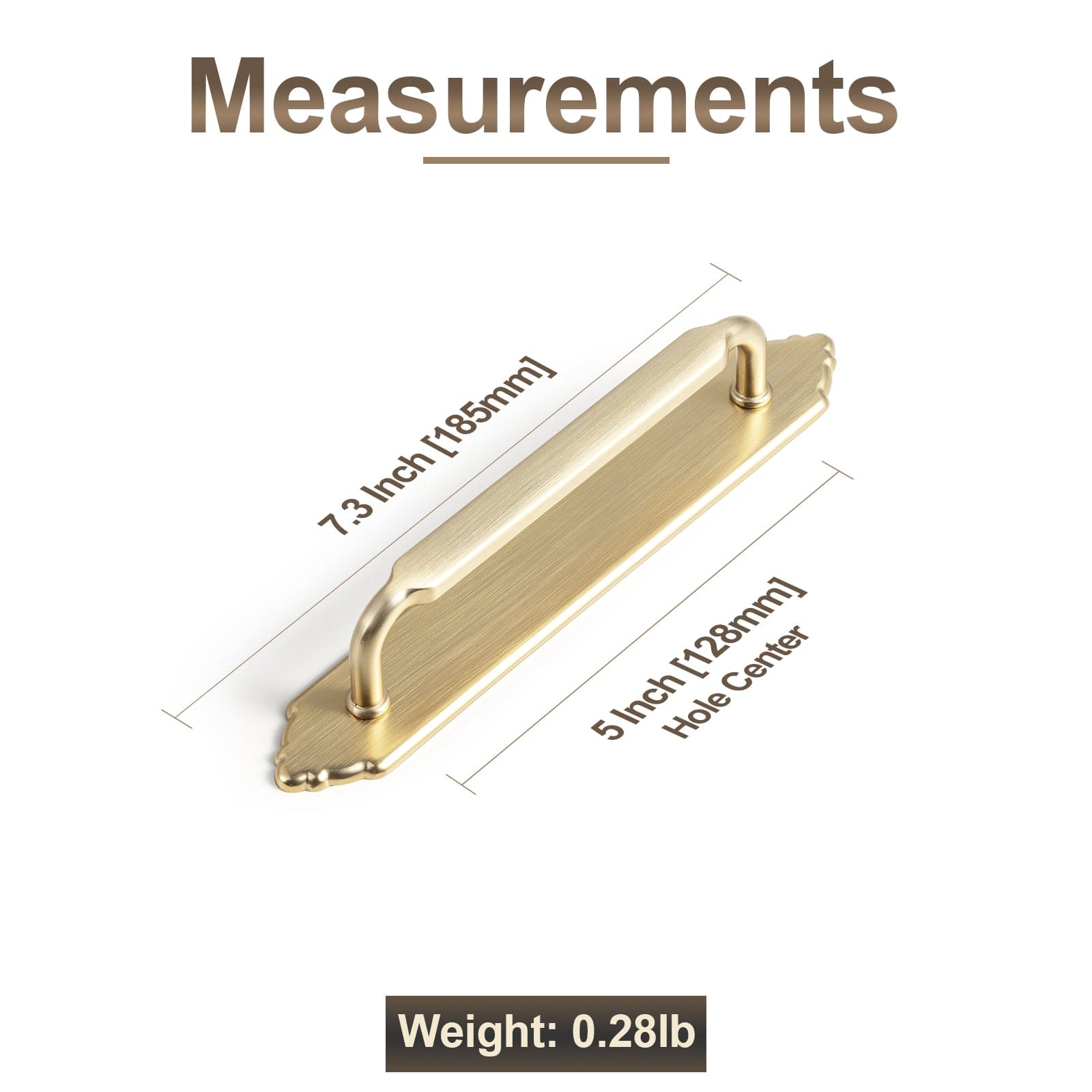 2 Pack Antique Brass Cabinet Pulls with Back Plate Zinc Alloy Drawer Handle with Long Back Plate