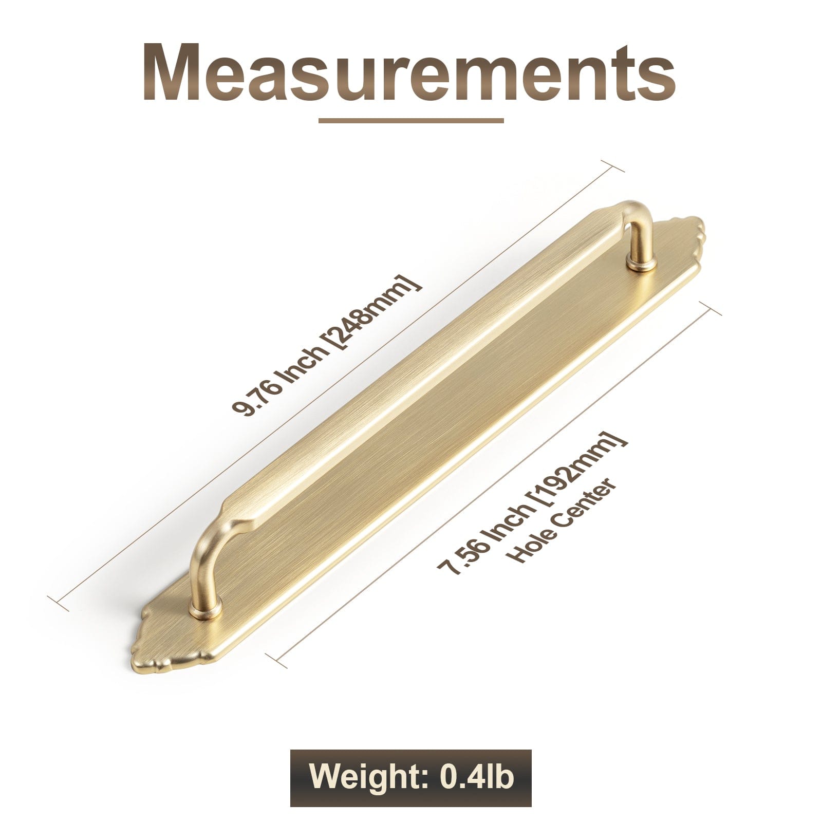 2 Pack Antique Brass Cabinet Pulls with Back Plate Zinc Alloy Drawer Handle with Long Back Plate