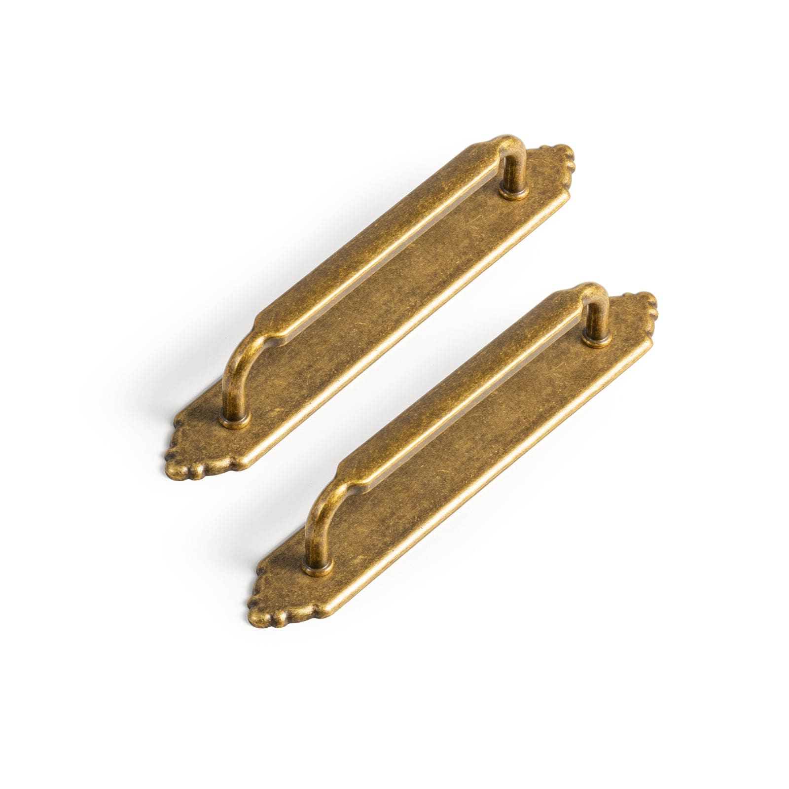 2 Pack Antique Brass Cabinet Pulls with Back Plate Zinc Alloy Drawer Handle with Long Back Plate