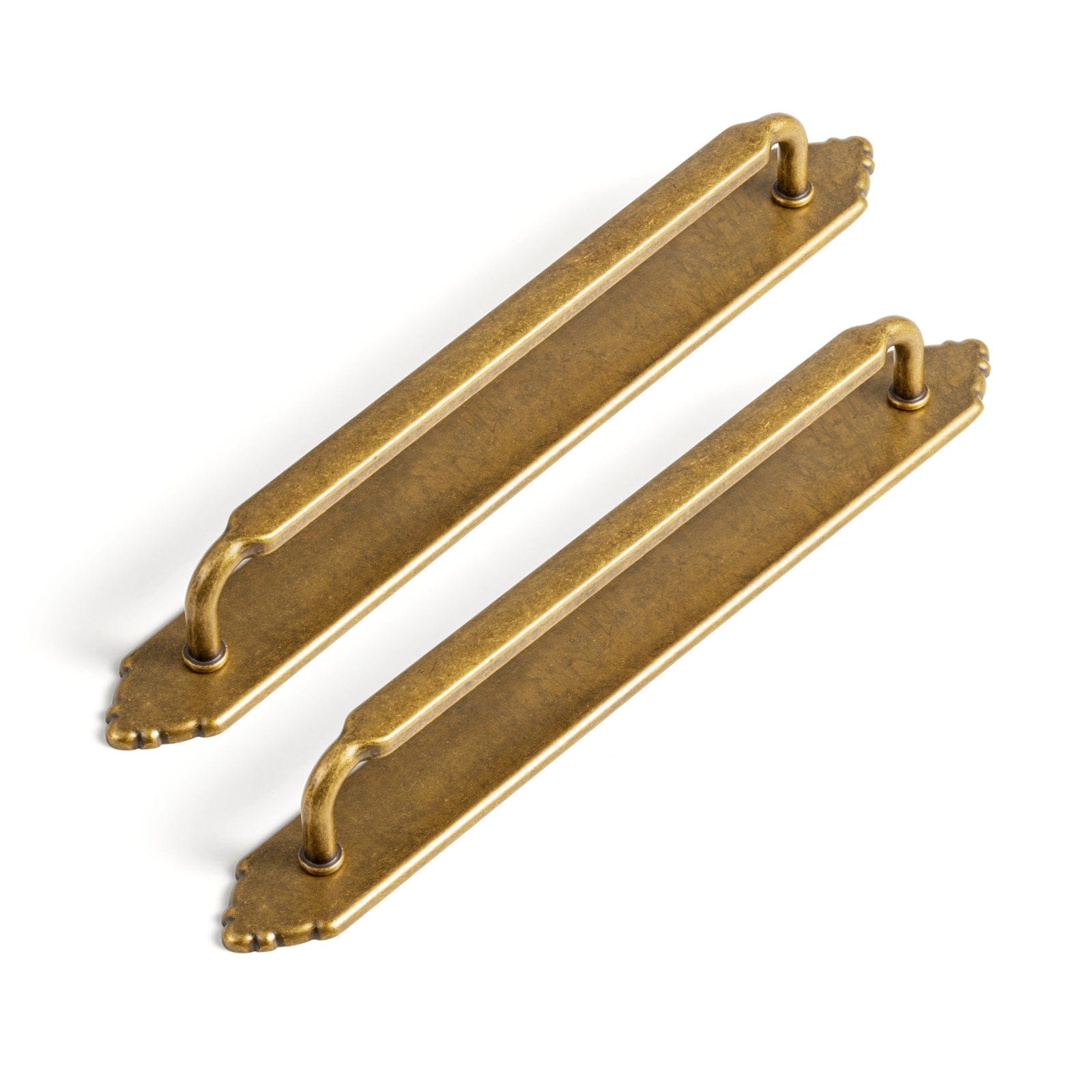 2 Pack Antique Brass Cabinet Pulls with Back Plate Zinc Alloy Drawer Handle with Long Back Plate