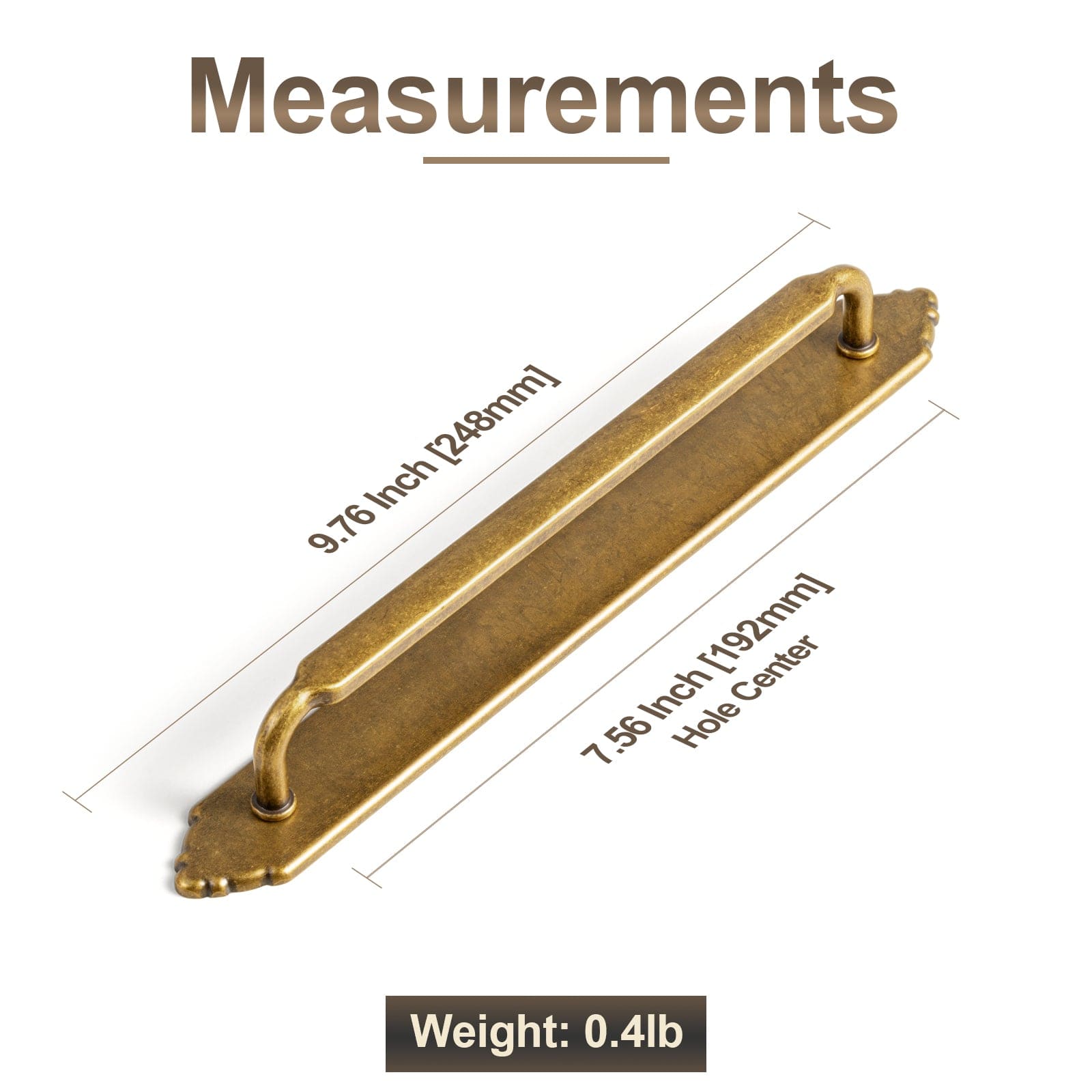 2 Pack Antique Brass Cabinet Pulls with Back Plate Zinc Alloy Drawer Handle with Long Back Plate