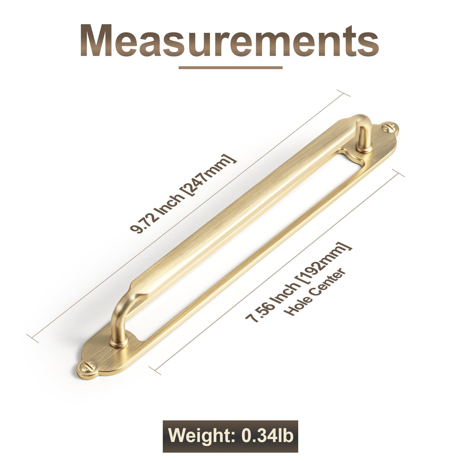 2 Pack Antique Brass Cabinet Pulls with Back Plate Zinc Alloy Drawer Handle with Long Back Plate
