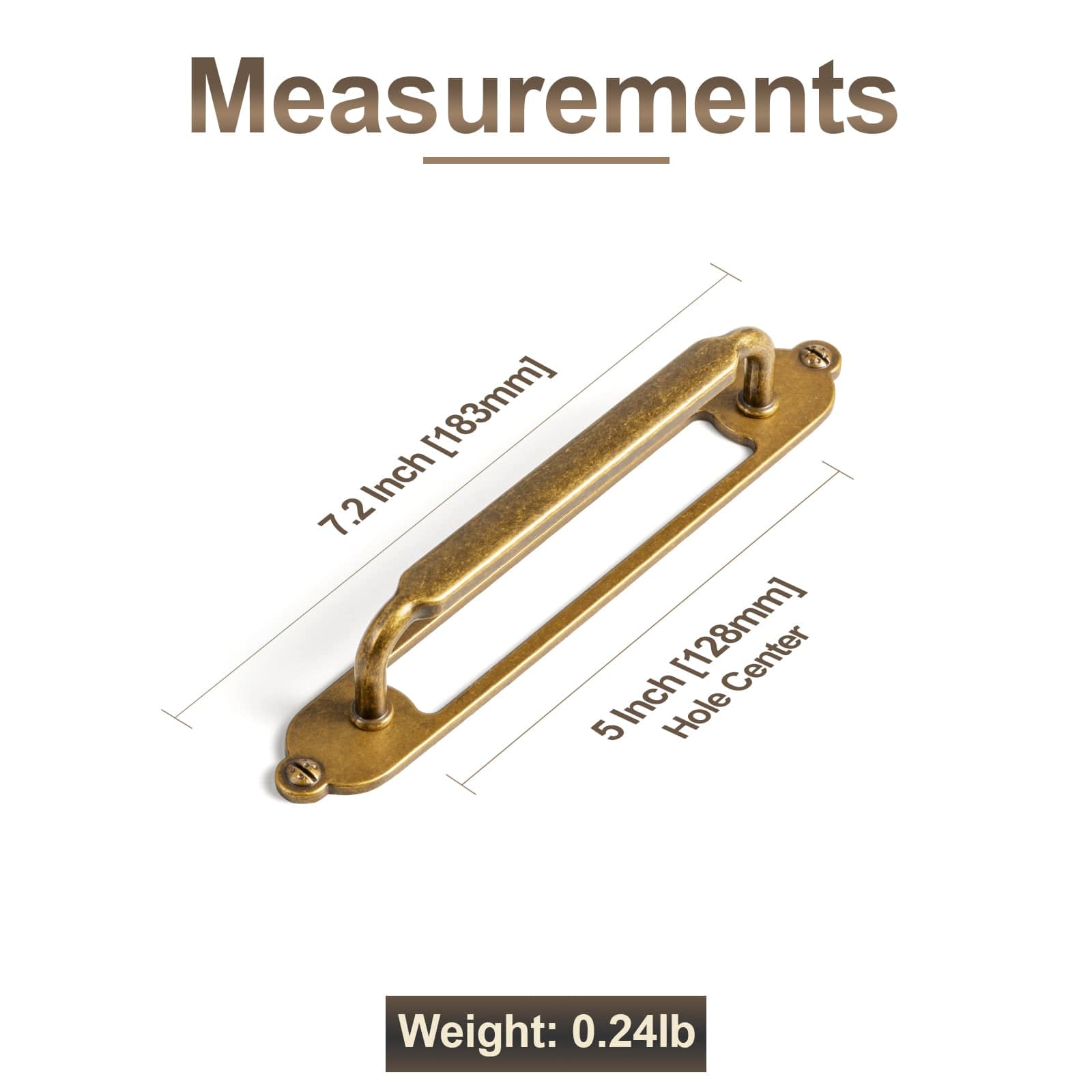2 Pack Antique Brass Cabinet Pulls with Back Plate Zinc Alloy Drawer Handle with Long Back Plate