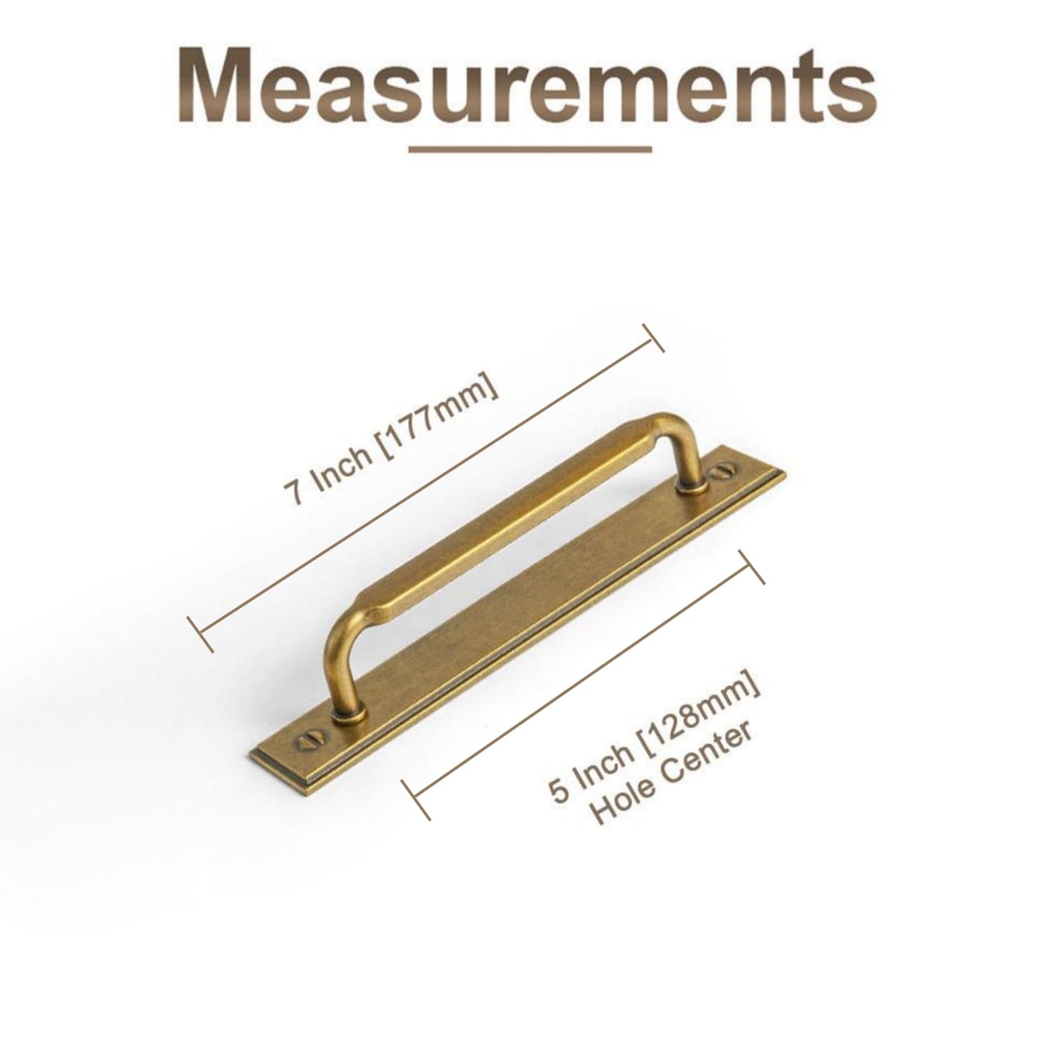 2 Pack Antique Brass Cabinet Pulls with Back Plate Zinc Alloy Drawer Handle with Long Back Plate