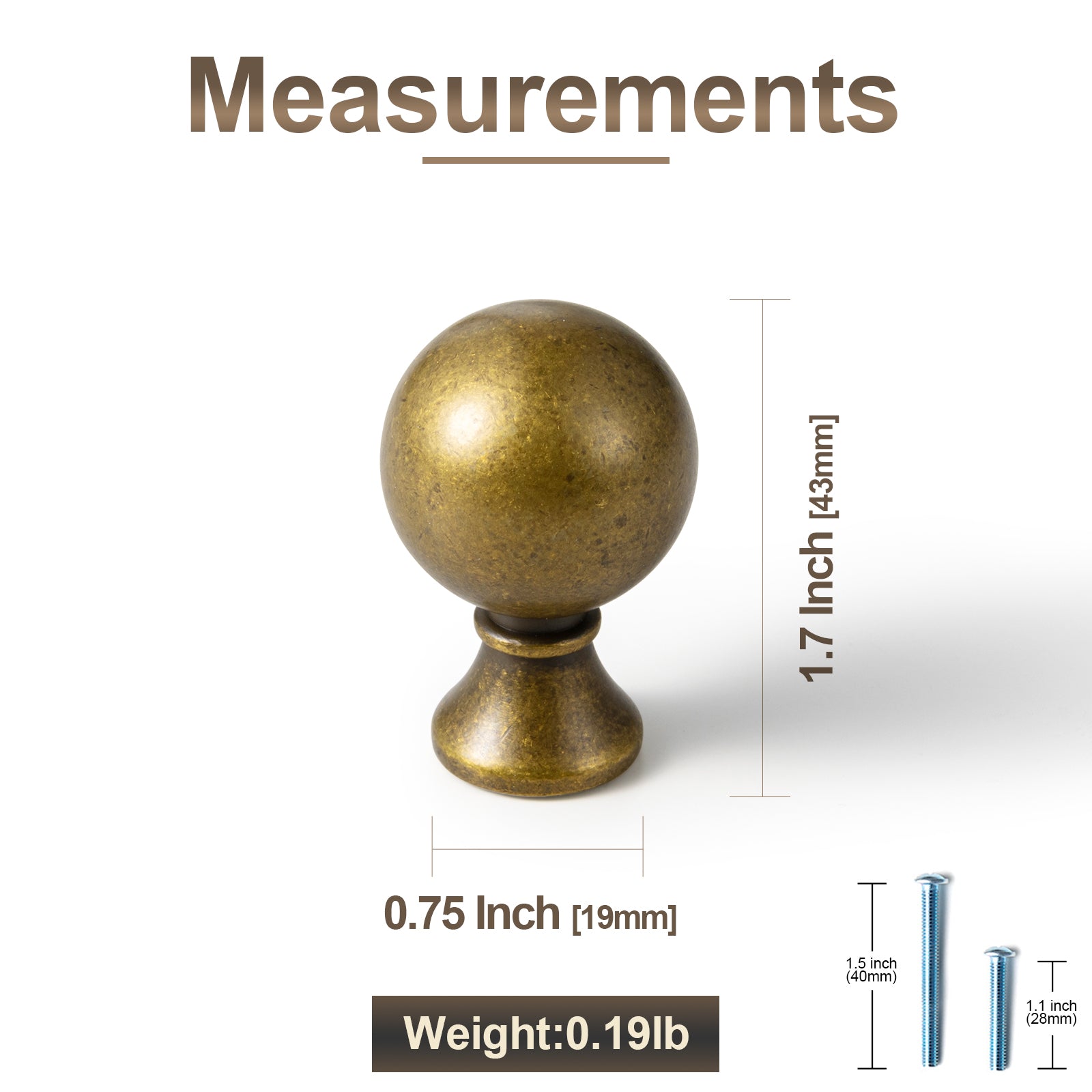 Luxury Globe Shape Cabinet Knobs Zinc Alloy Durable Hardware, Minimalist Spherical Drawer Pulls for Farmhouse Modern Retro Cabinet Renovation