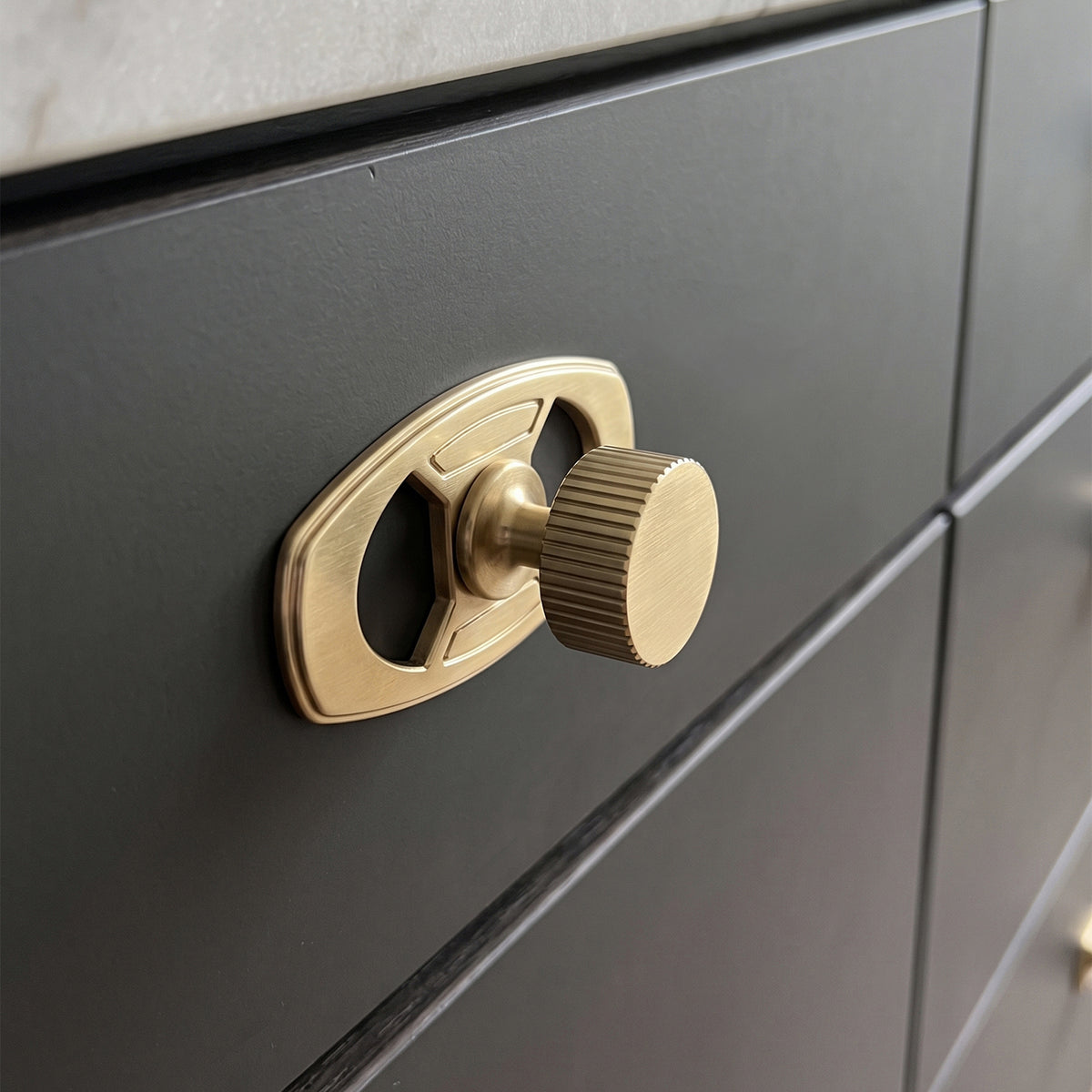 6 Pack Knurled Zinc Alloy Cabinet Knob with Assorted Decorative Backplates, Drawer Single Hole Knob