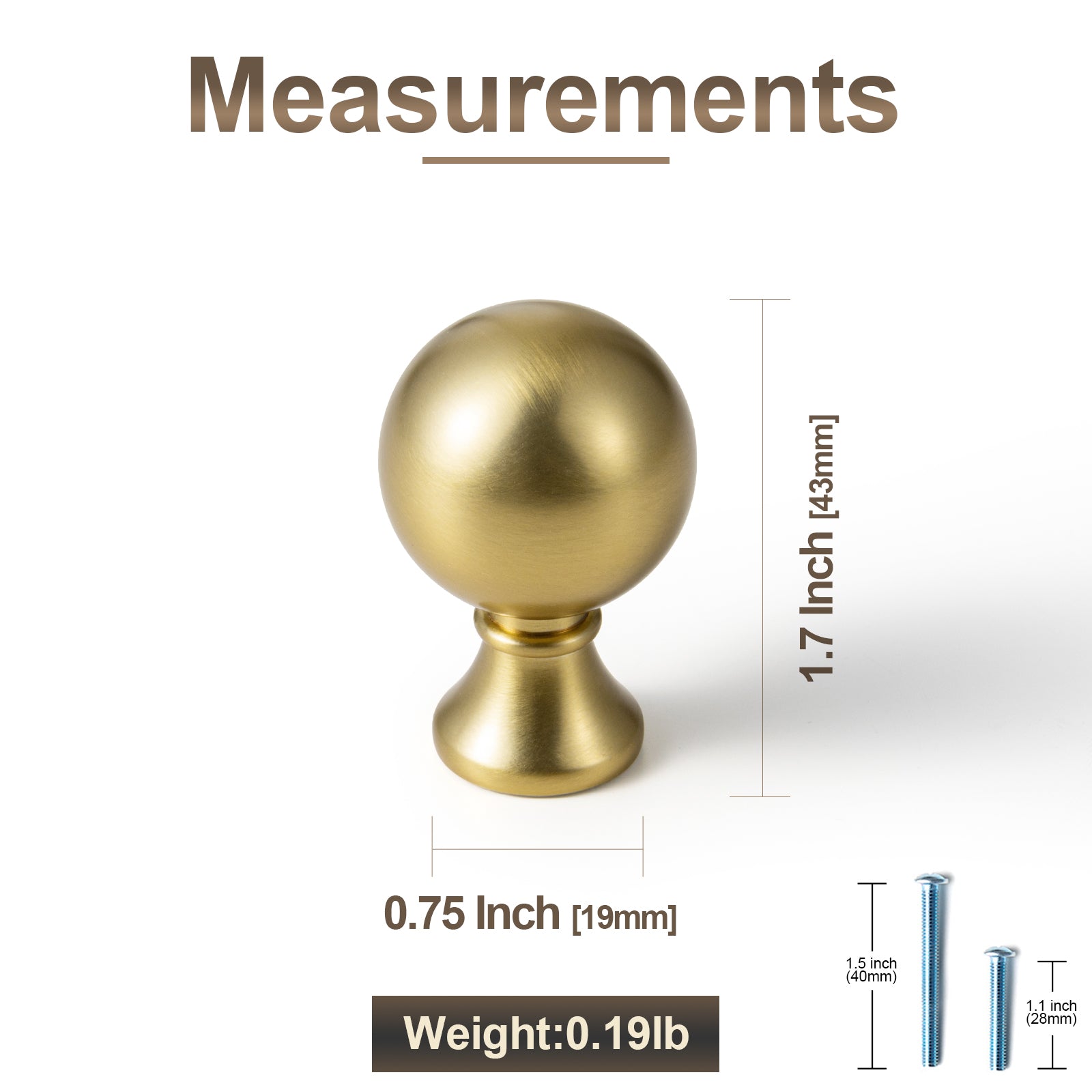 Luxury Globe Shape Cabinet Knobs Zinc Alloy Durable Hardware, Minimalist Spherical Drawer Pulls for Farmhouse Modern Retro Cabinet Renovation