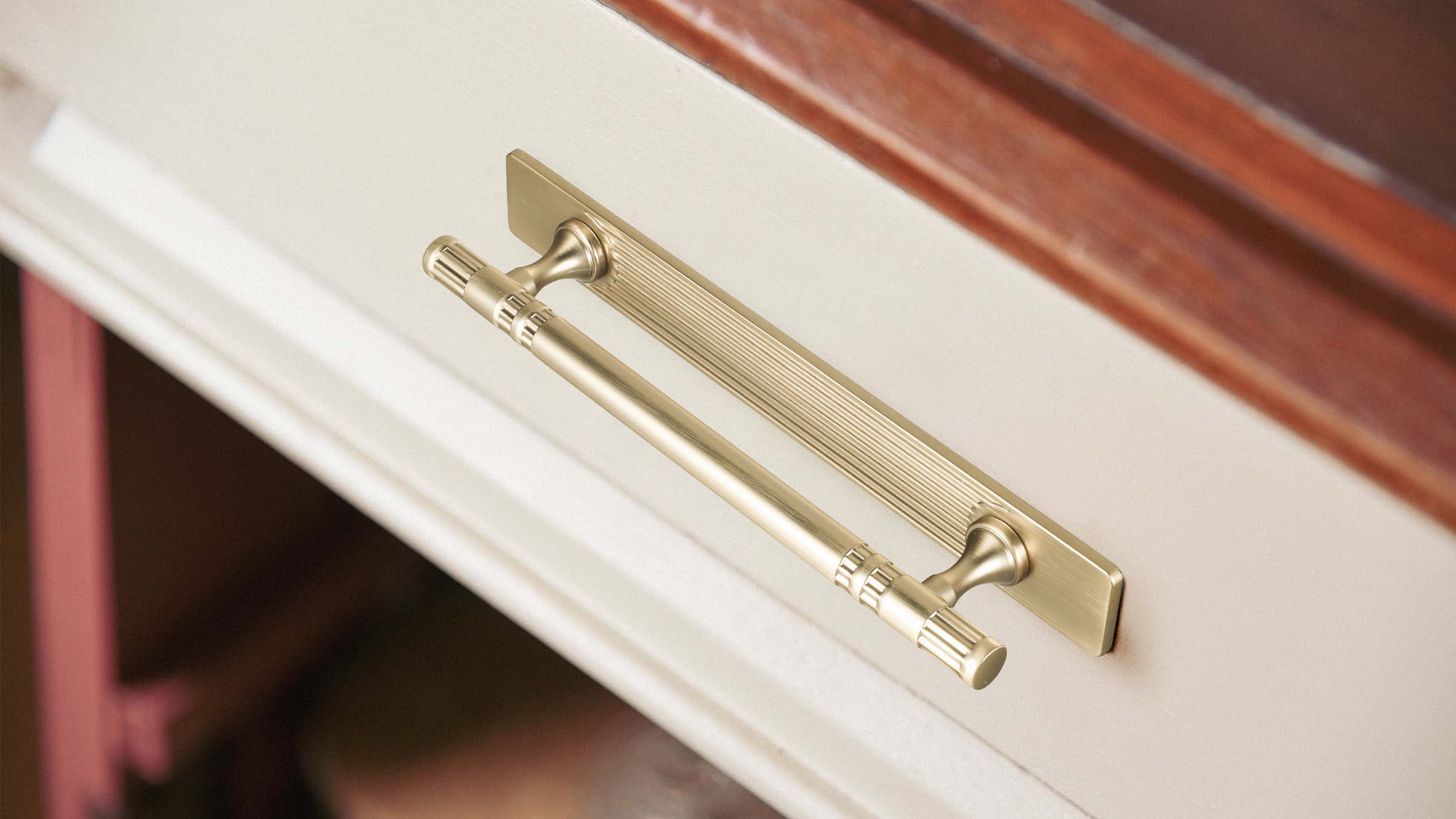 2 Pack Elegant Linear Shape Cabinet Handles Zinc Alloy Drawer Pulls with Back Plate