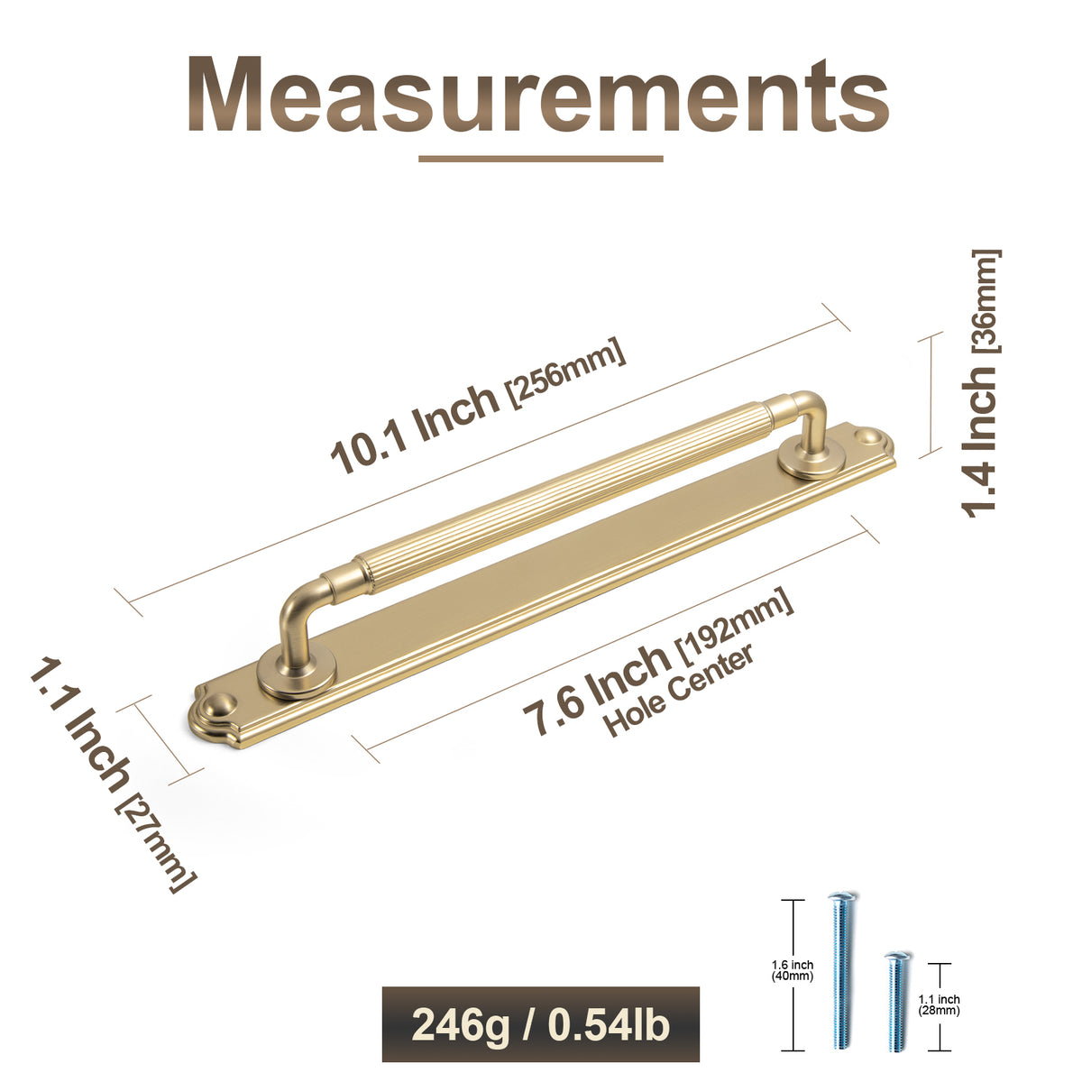 2 Pack Zinc Alloy Fluted Cabinet Handles with Ornate Backplates, Grooved Bar Pulls for Furniture Cabinet Hardware