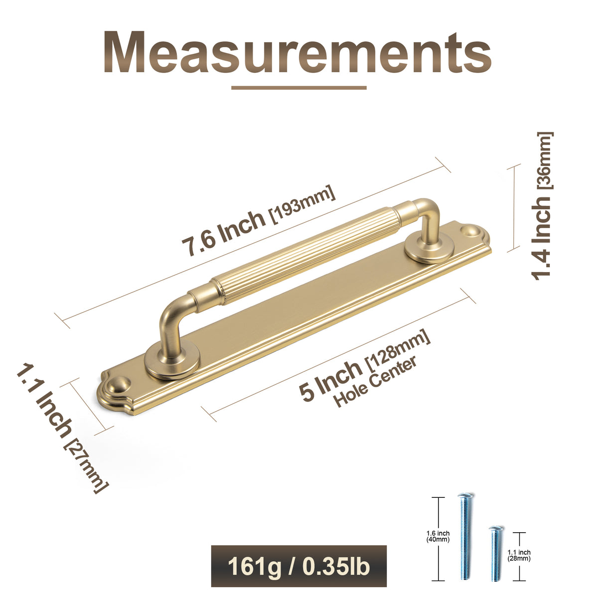 2 Pack Zinc Alloy Fluted Cabinet Handles with Ornate Backplates, Grooved Bar Pulls for Furniture Cabinet Hardware