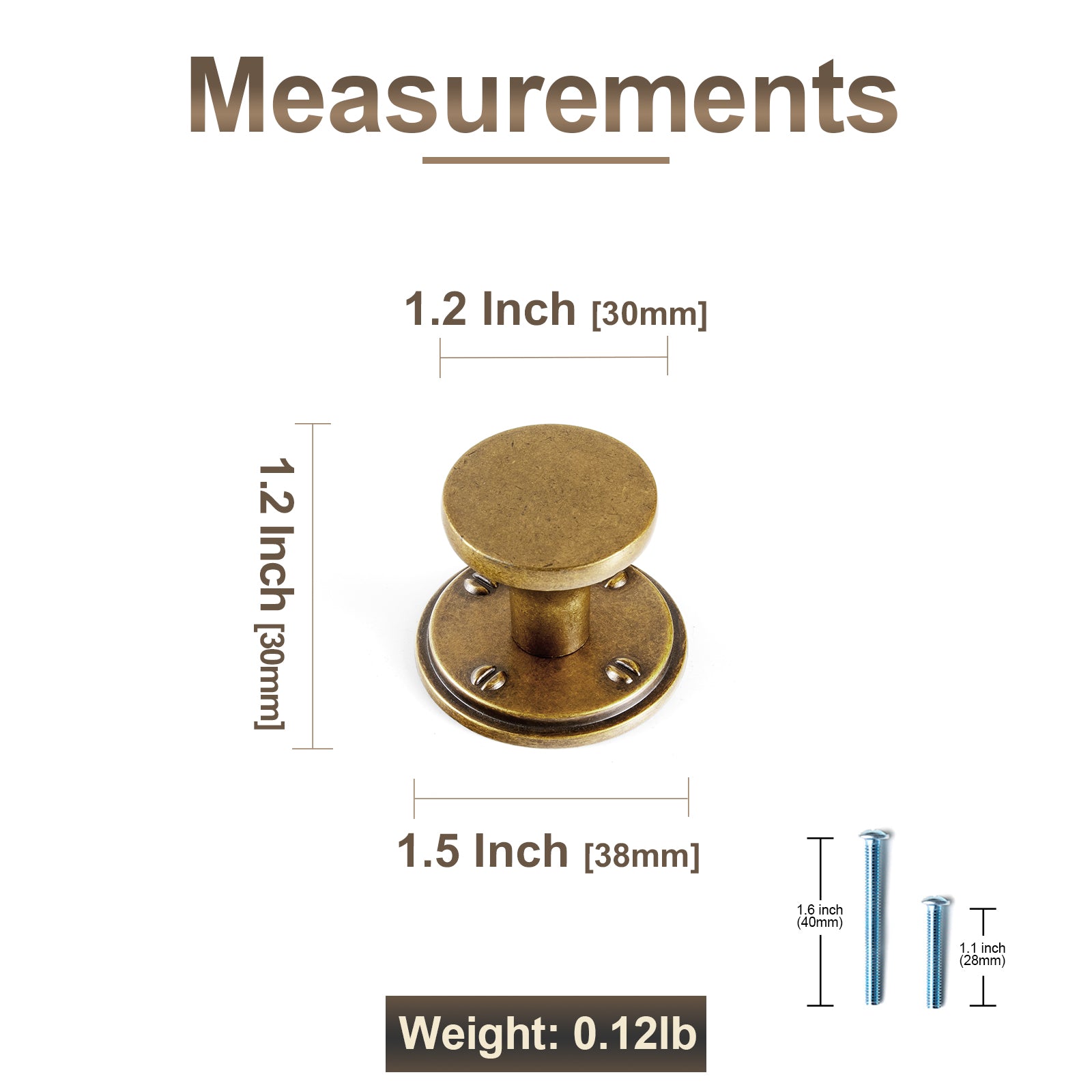 6 Pack Retro Zinc Alloy Cabinet Knob, Classic Round Furniture Drawer Knob for Farmhouse Cabinet Upgrade