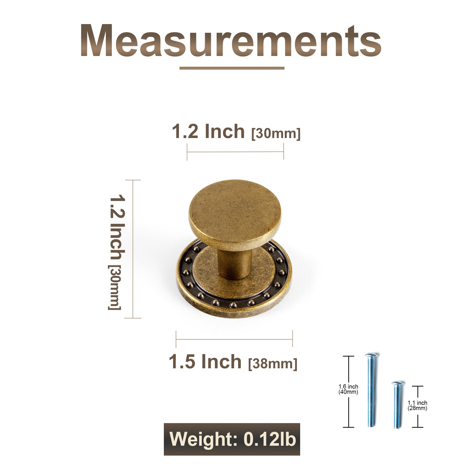 6 Pack Retro Zinc Alloy Cabinet Knob, Classic Round Furniture Drawer Knob for Farmhouse Cabinet Upgrade