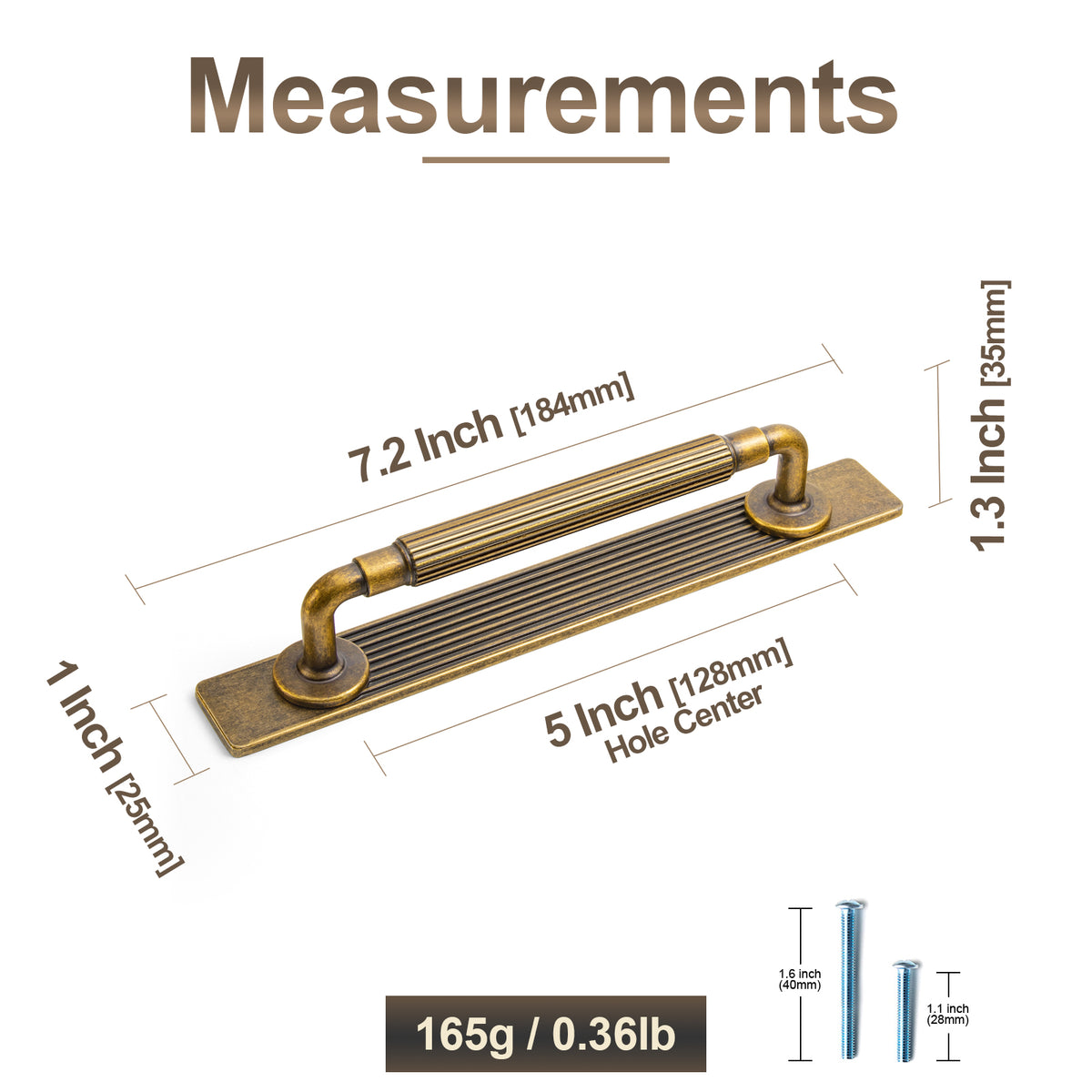 2 Pack Zinc Alloy Fluted Cabinet Handles with Ornate Backplates, Grooved Bar Pulls for Furniture Cabinet Hardware