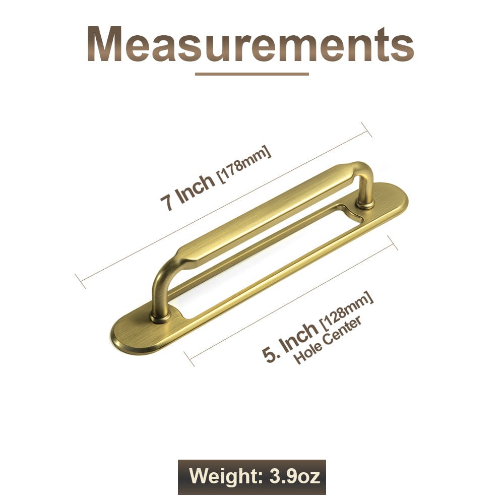 Goo-Ki 2 Pack Antique Brass Cabinet Pulls with Back Plate Zinc Alloy Drawer Handle with Long Back Plate