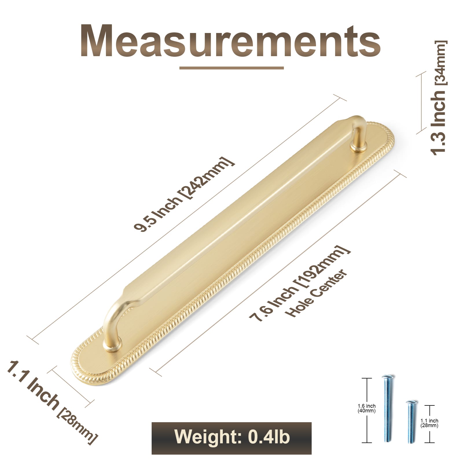 Goo-Ki 2 Pack Antique Brass Cabinet Pulls with Back Plate Zinc Alloy Drawer Handle with Long Back Plate