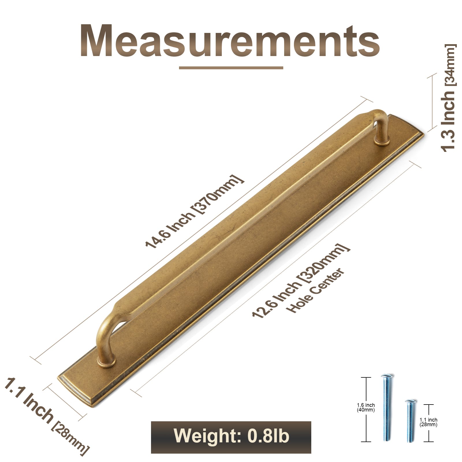 Goo-Ki 2 Pack Antique Brass Cabinet Pulls with Back Plate Zinc Alloy Drawer Handle with Long Back Plate