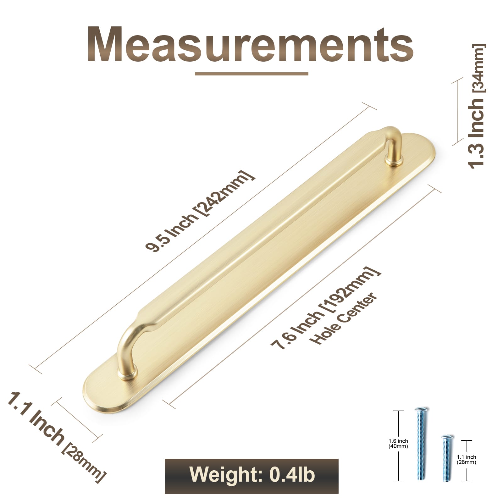 Goo-Ki 2 Pack Antique Brass Cabinet Pulls with Back Plate Zinc Alloy Drawer Handle with Long Back Plate
