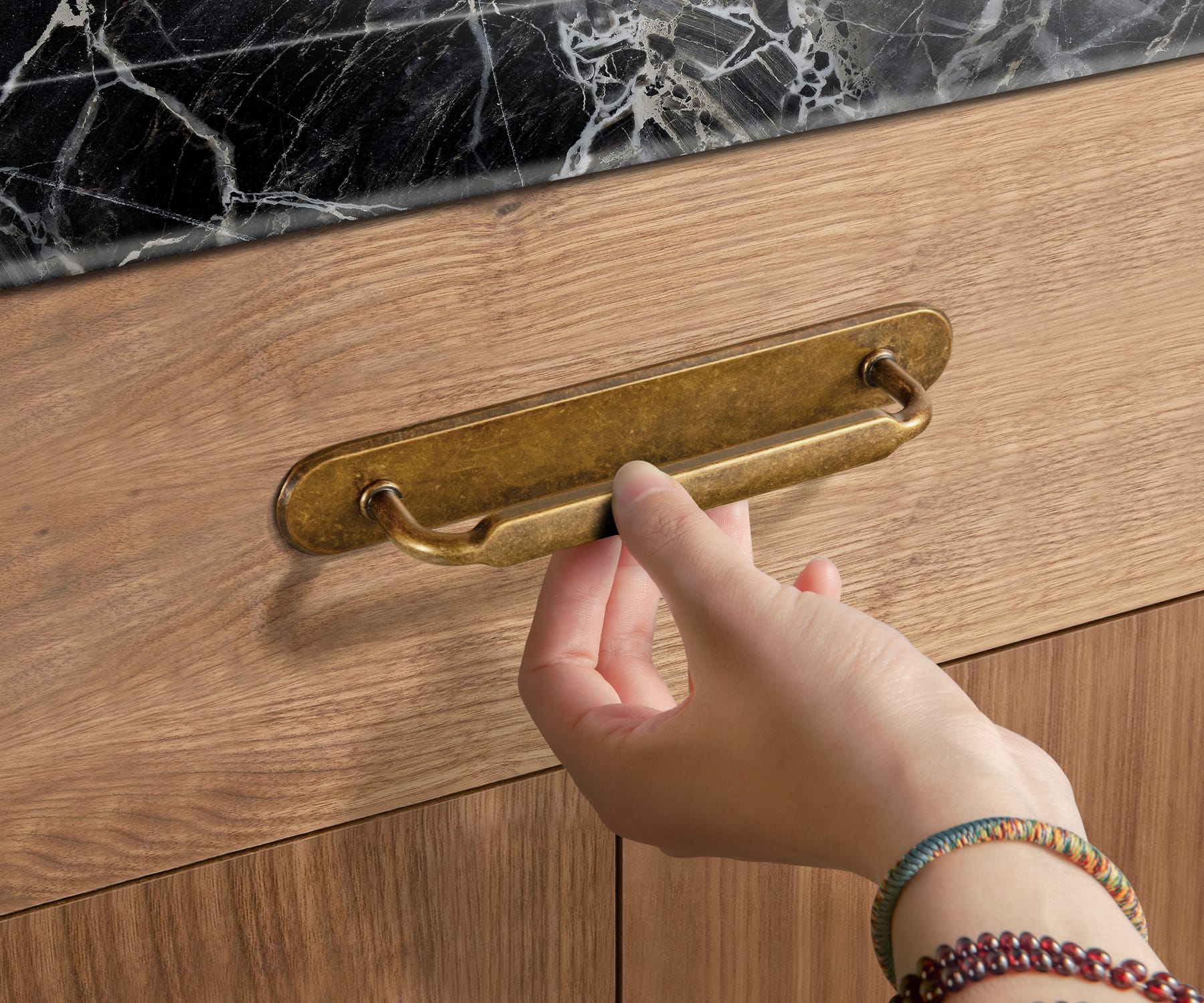 Goo-Ki 2 Pack Antique Brass Cabinet Pulls with Back Plate Zinc Alloy Drawer Handle with Long Back Plate